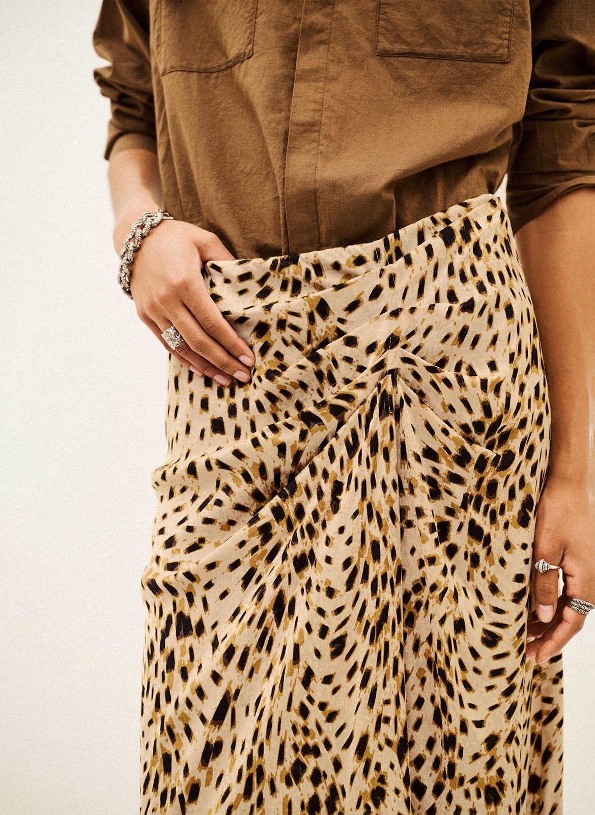 Jupe midi asymétrique à motifs hoema BA&SH Beige