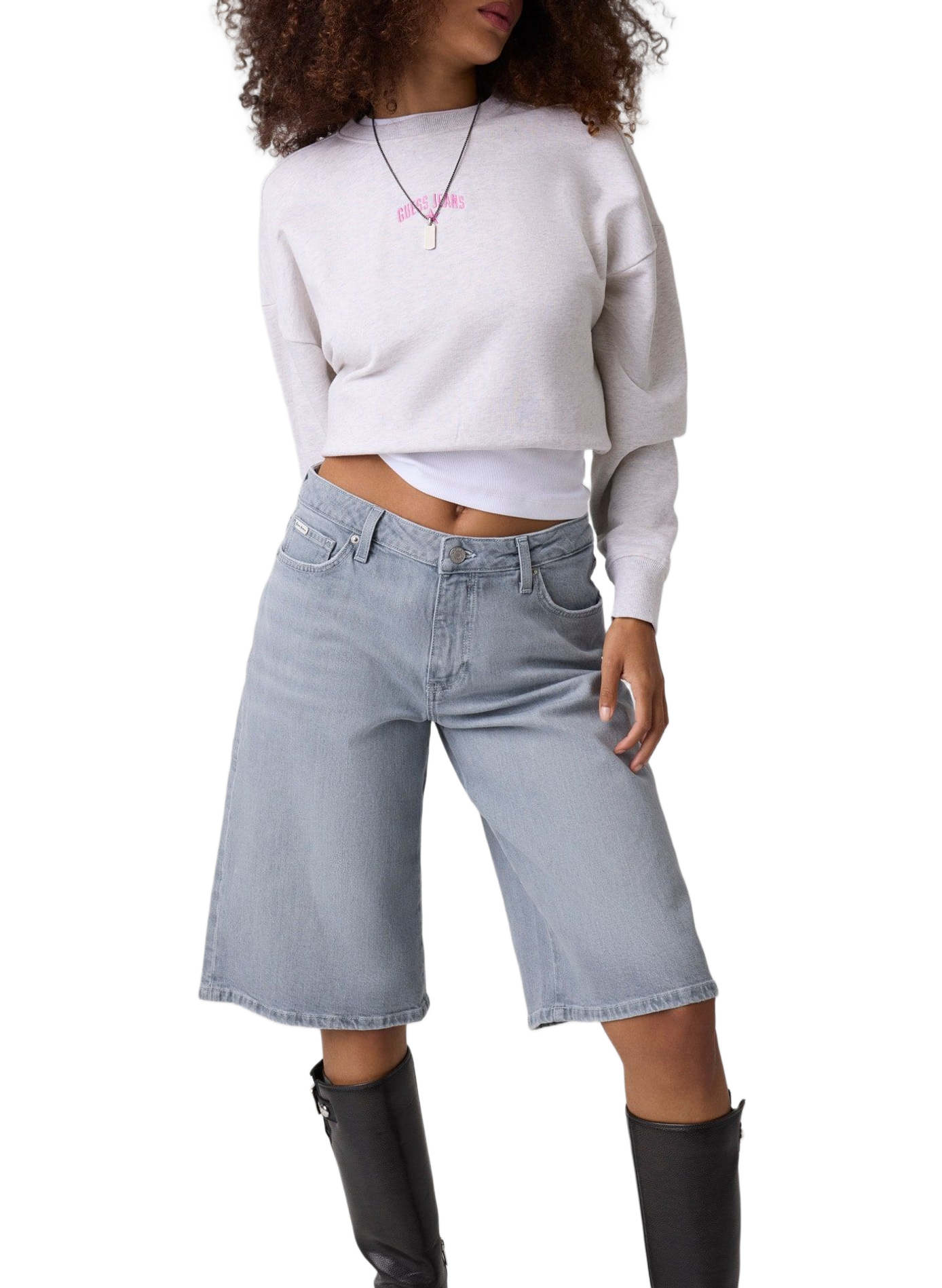 Long shorts in cotton-blend denim GUESS Blue