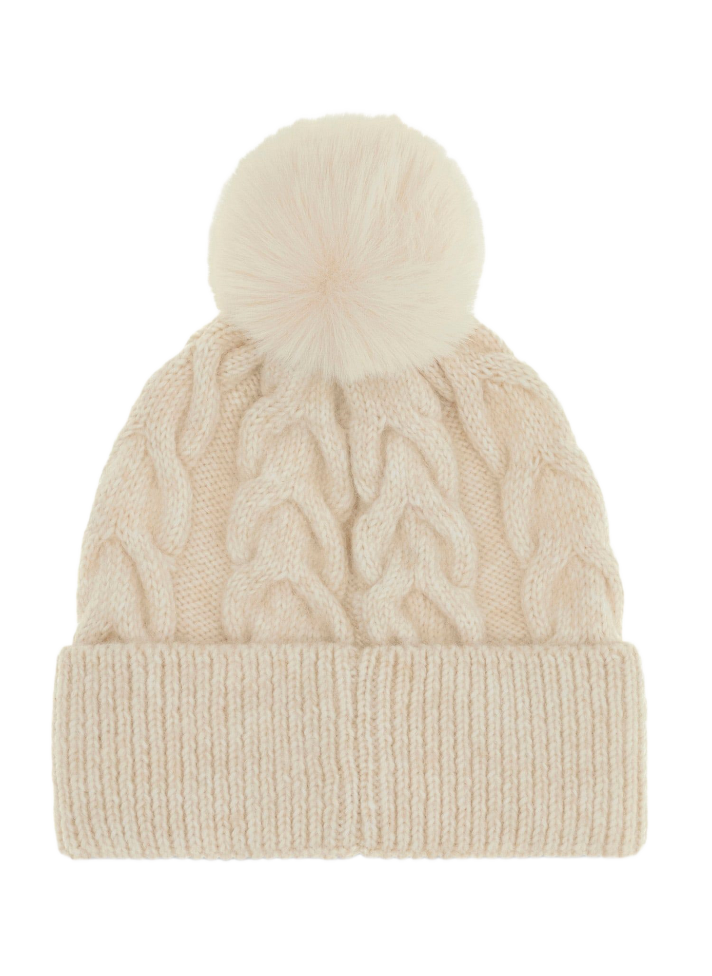 Knitted beanie with pompom GUESS White