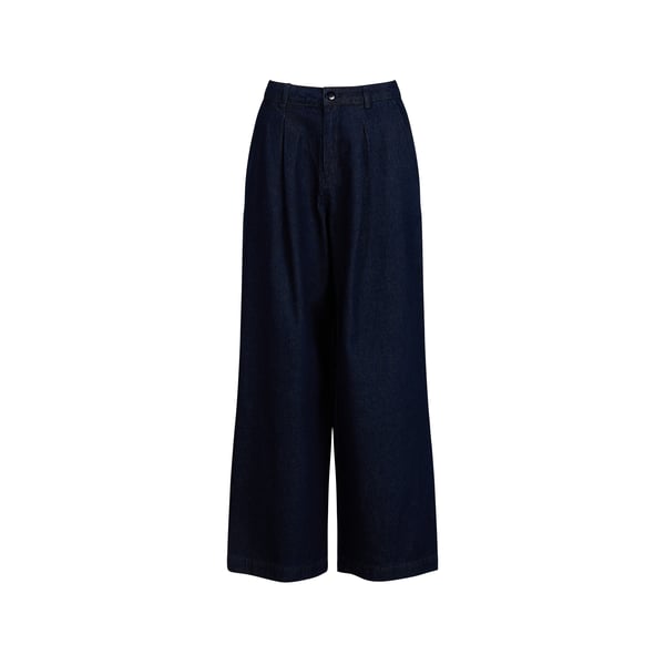 Pantalon large Voltaire en denim de coton Pantalon large Voltaire en denim de coton