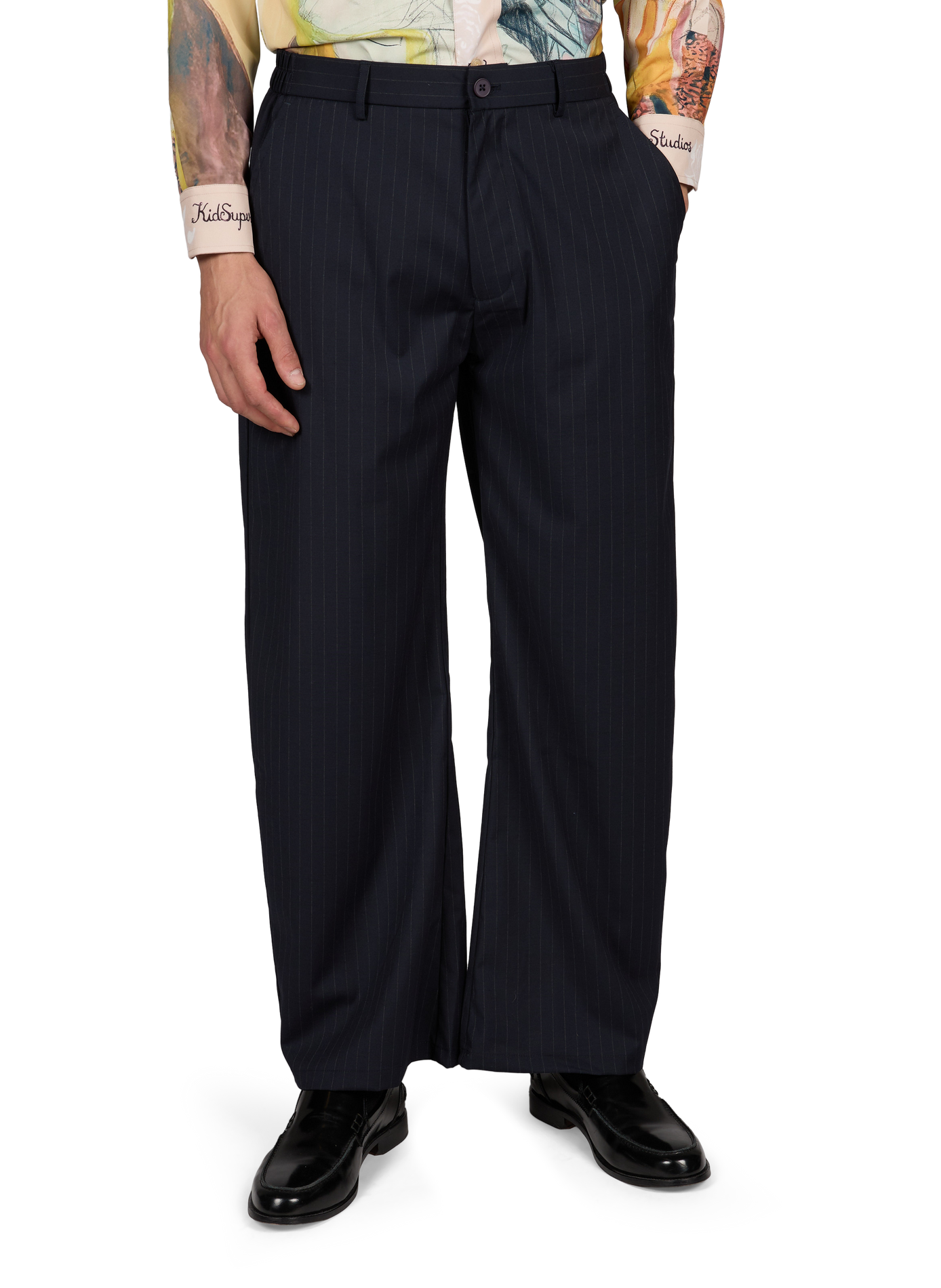 Wide striped tailored trousers KIDSUPER Blue