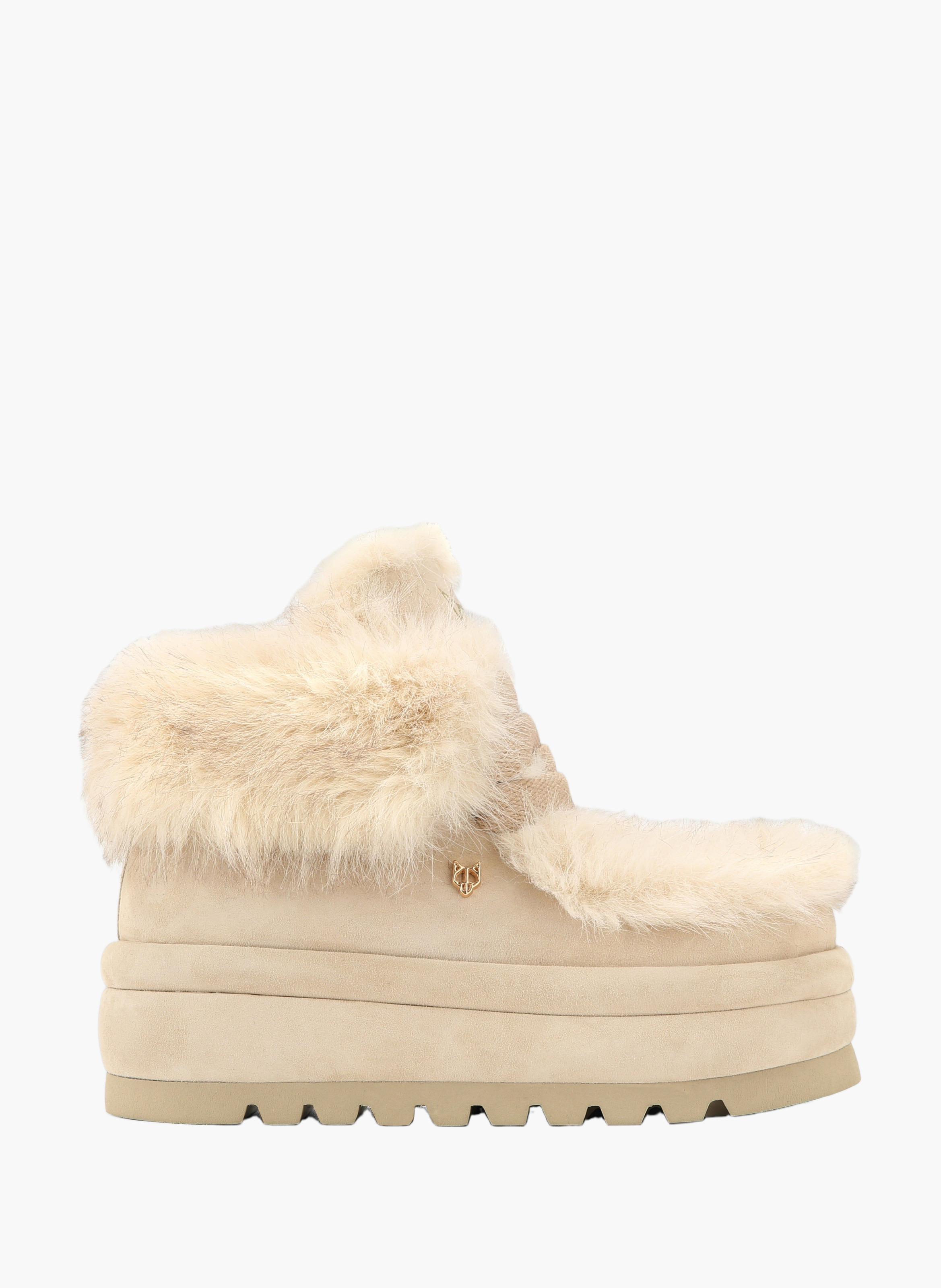 Bottines bambi en daim NAKED WOLFE Blanc