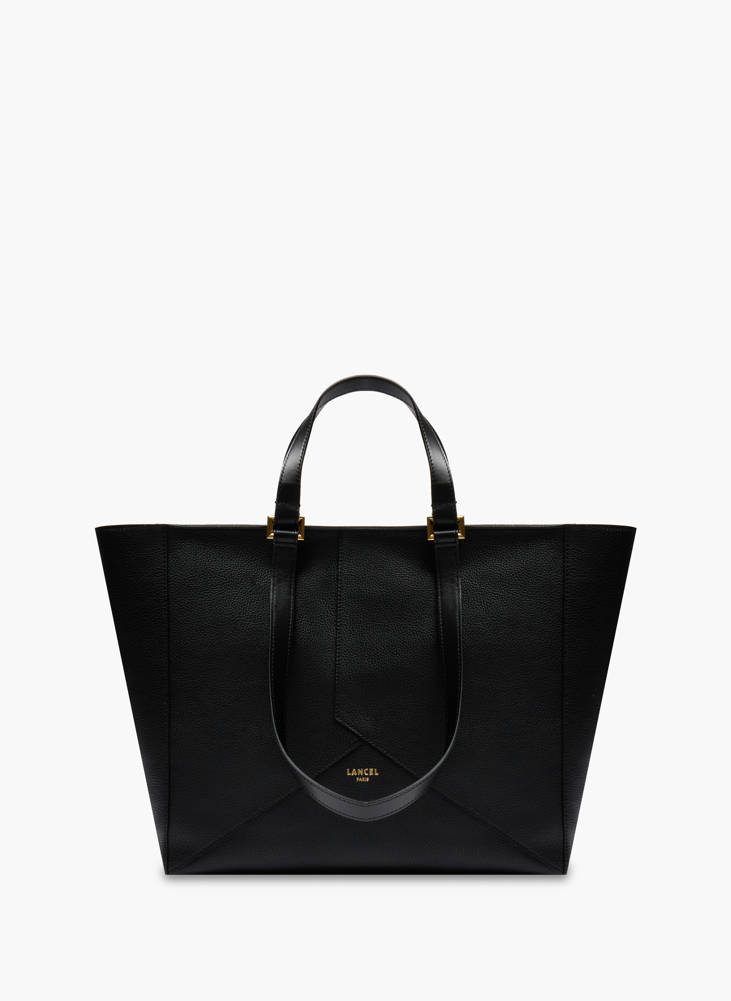 Sac cabas zippé m double porté enveloppe de lancel en cuir LANCEL Noir