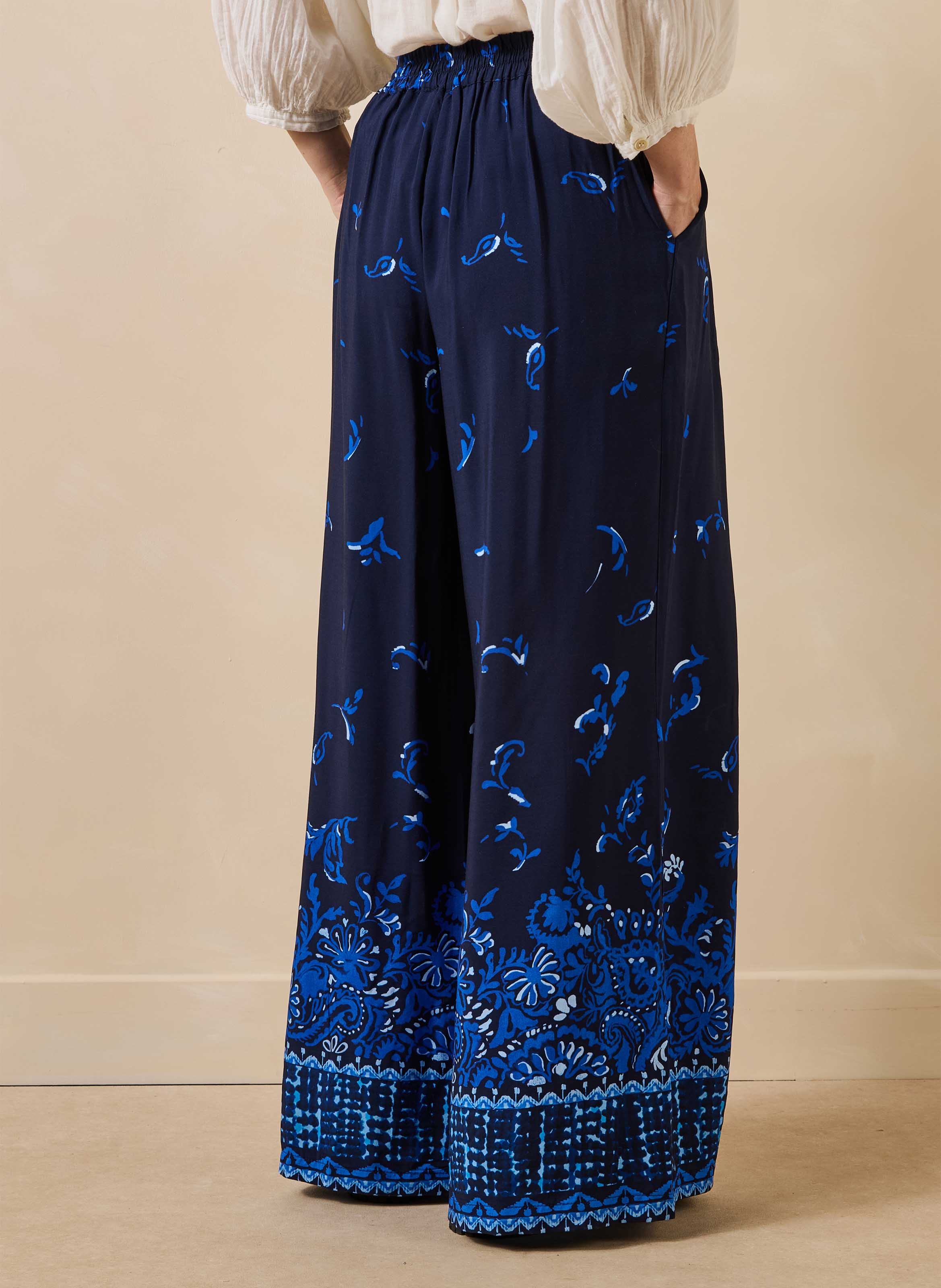 Wijde hoge taille broek LA FEE MARABOUTEE Blauw