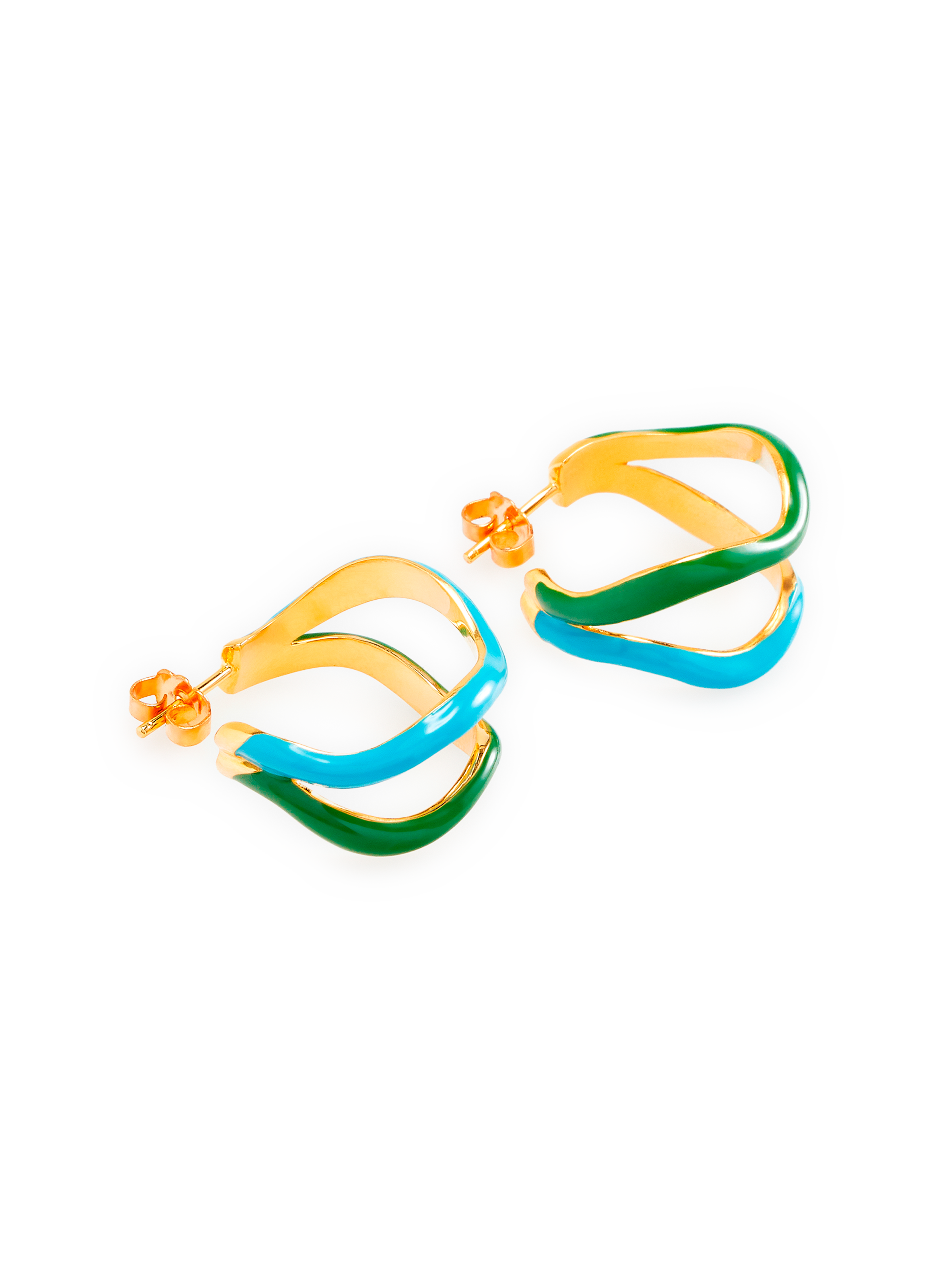 Boucles d'oreille double en laiton plaqué or