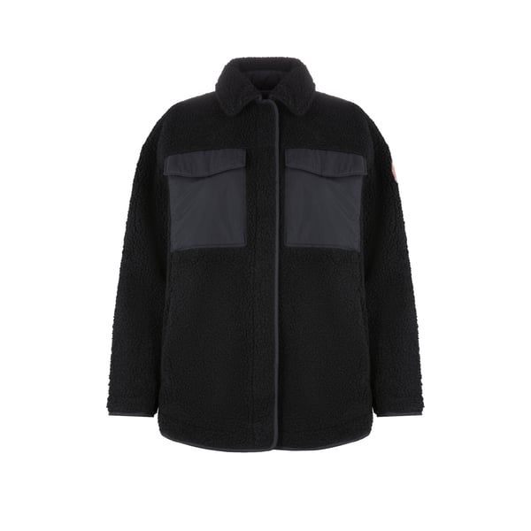 Aspect fausse fourrureCoupe large Col classiqueFermeture à boutons Poches plaquées sur poitrine