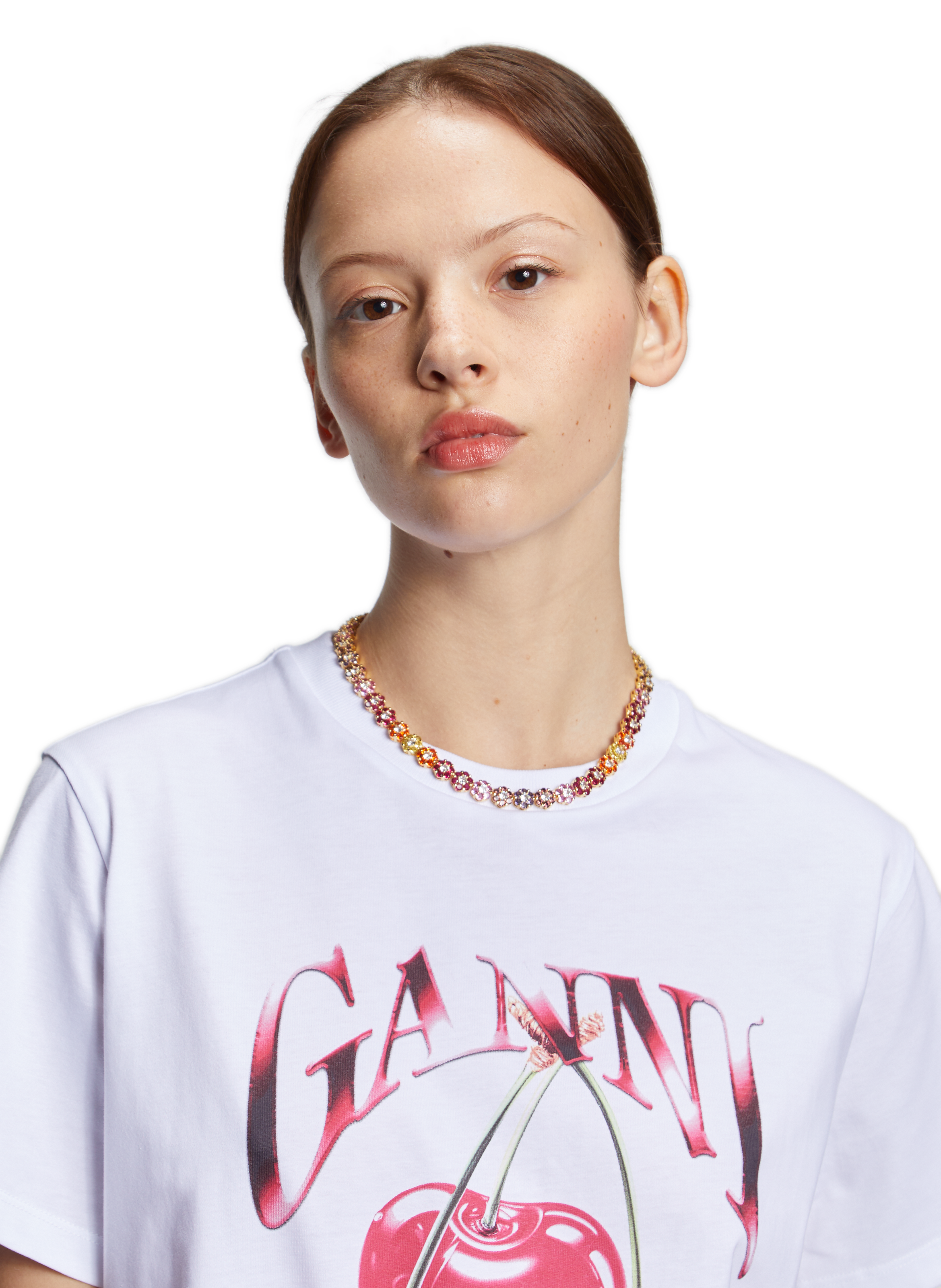 T-shirt en coton GANNI Blanc