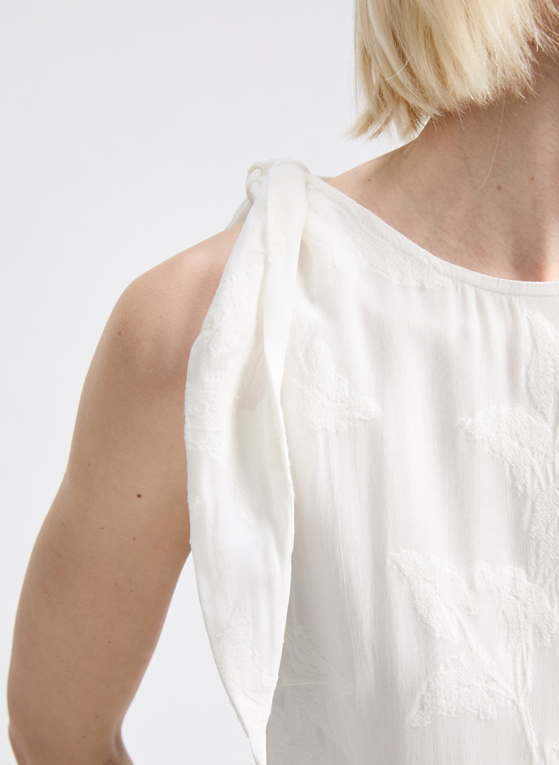 Robe midi en viscose et coton  SAMSOE SAMSOE Blanc