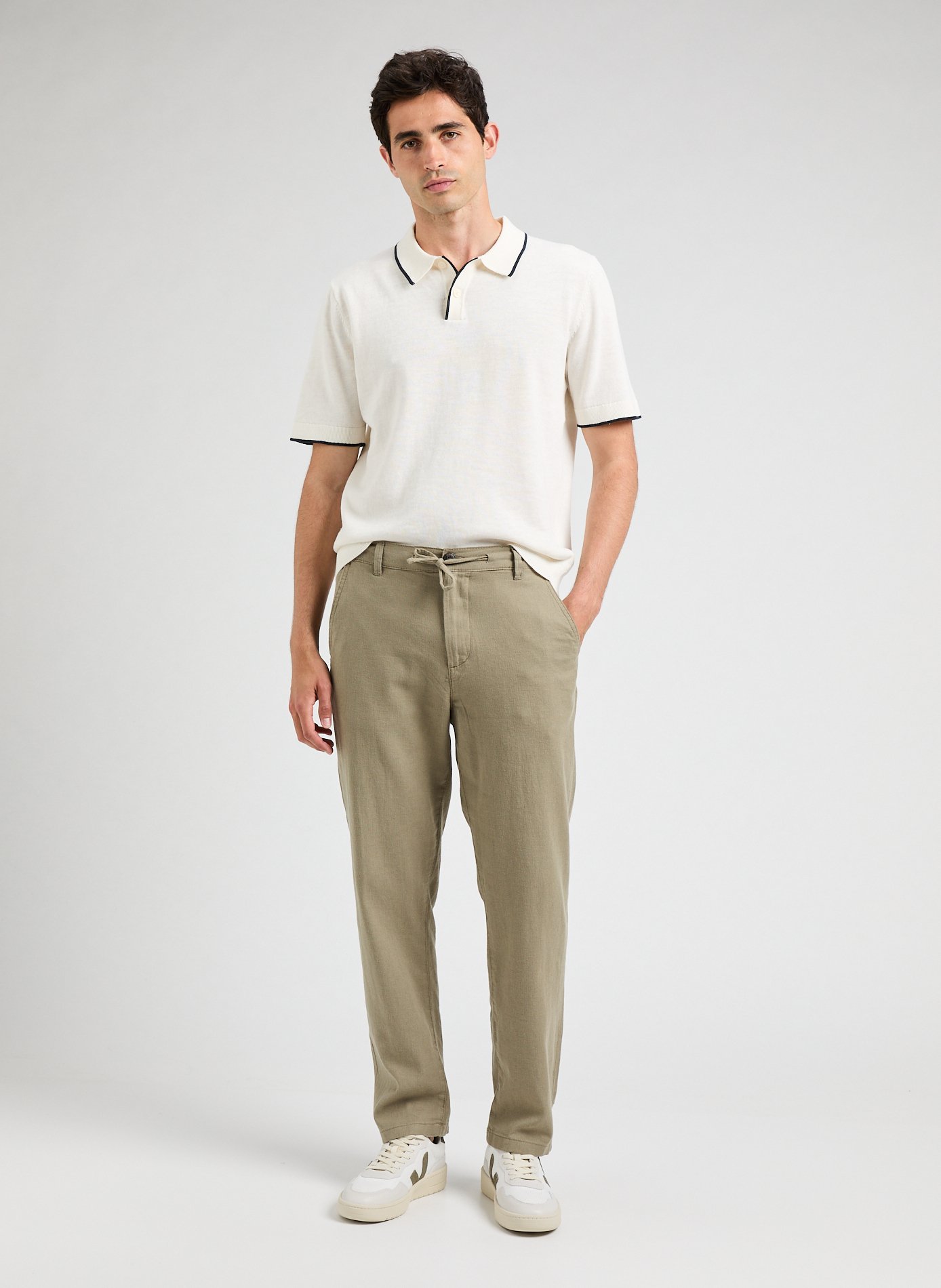 Cotton and linen trousers SELECTED Green