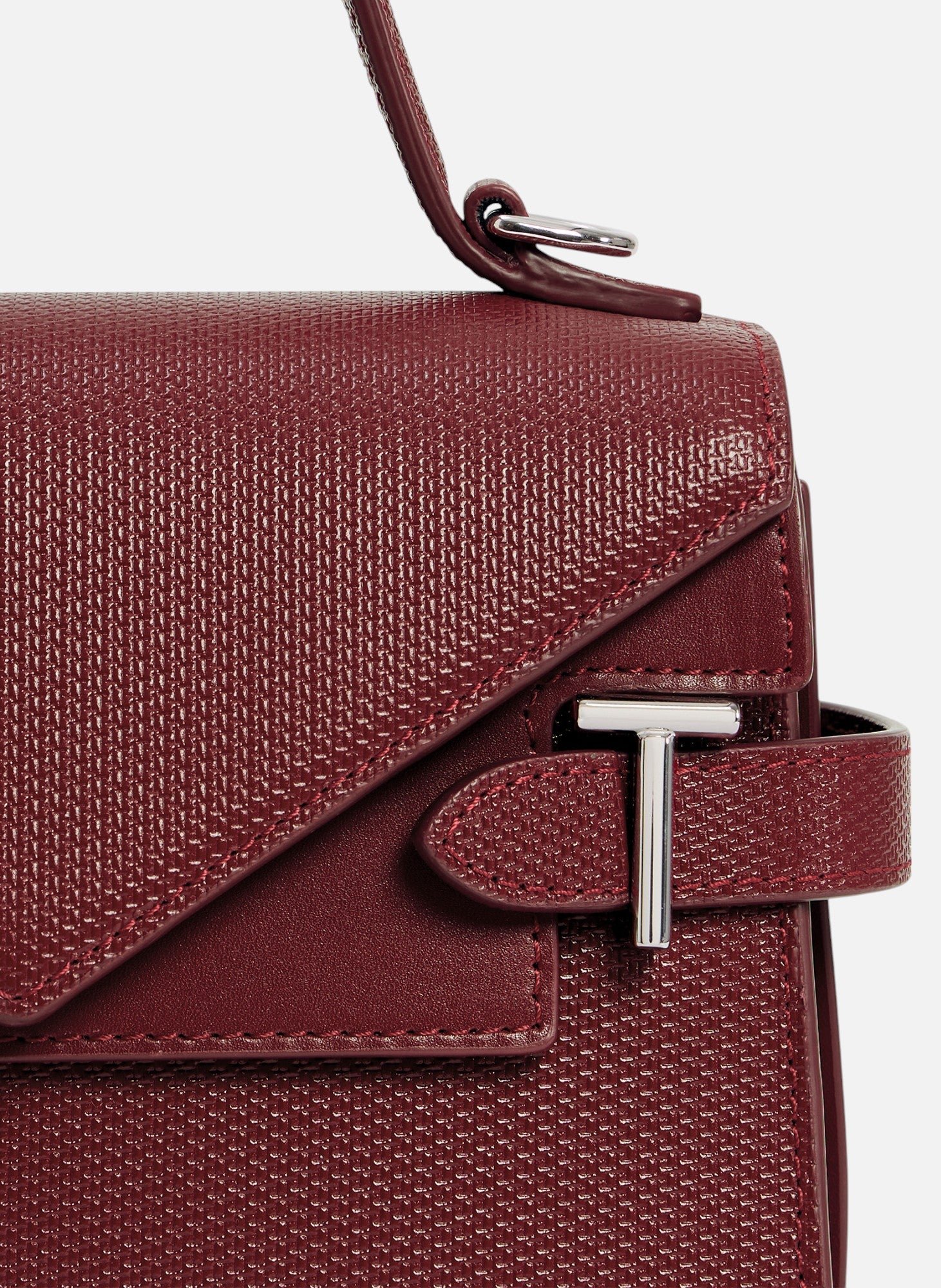 Petit sac à main double rabat emilie en cuir signature t LE TANNEUR Rouge