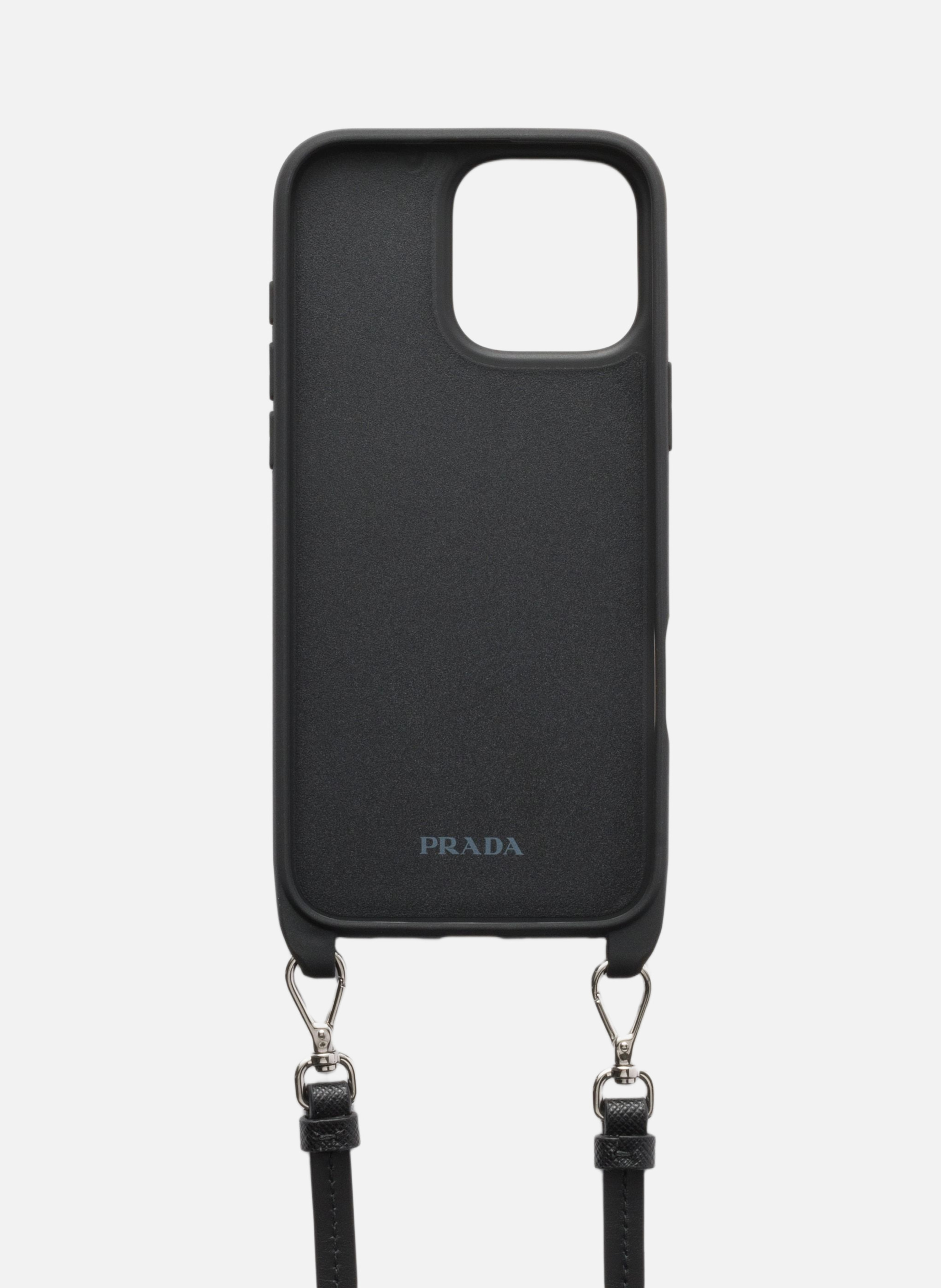 Coque pour iphone 16 pro max en cuir saffiano PRADA Bleu