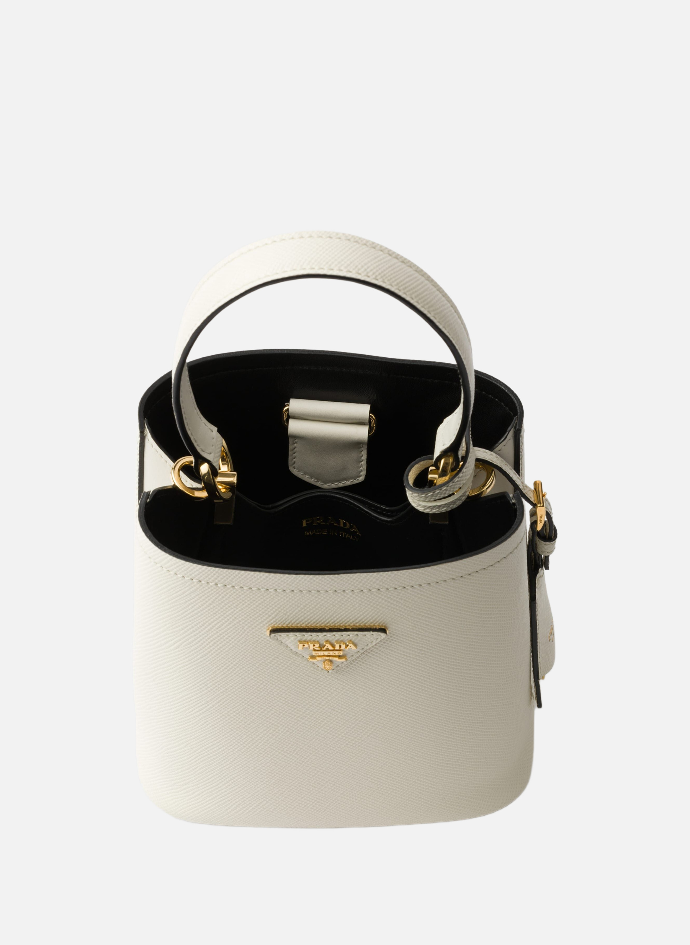 Mini sac prada panier en cuir saffiano PRADA Blanc