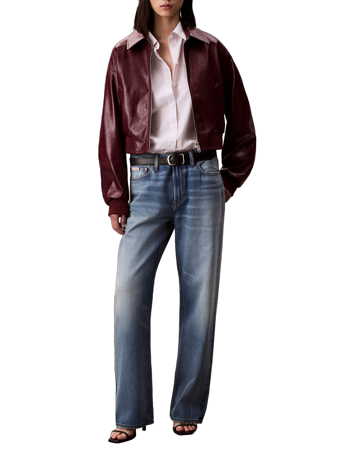 Bomber court en similicuir CALVIN KLEIN Rouge