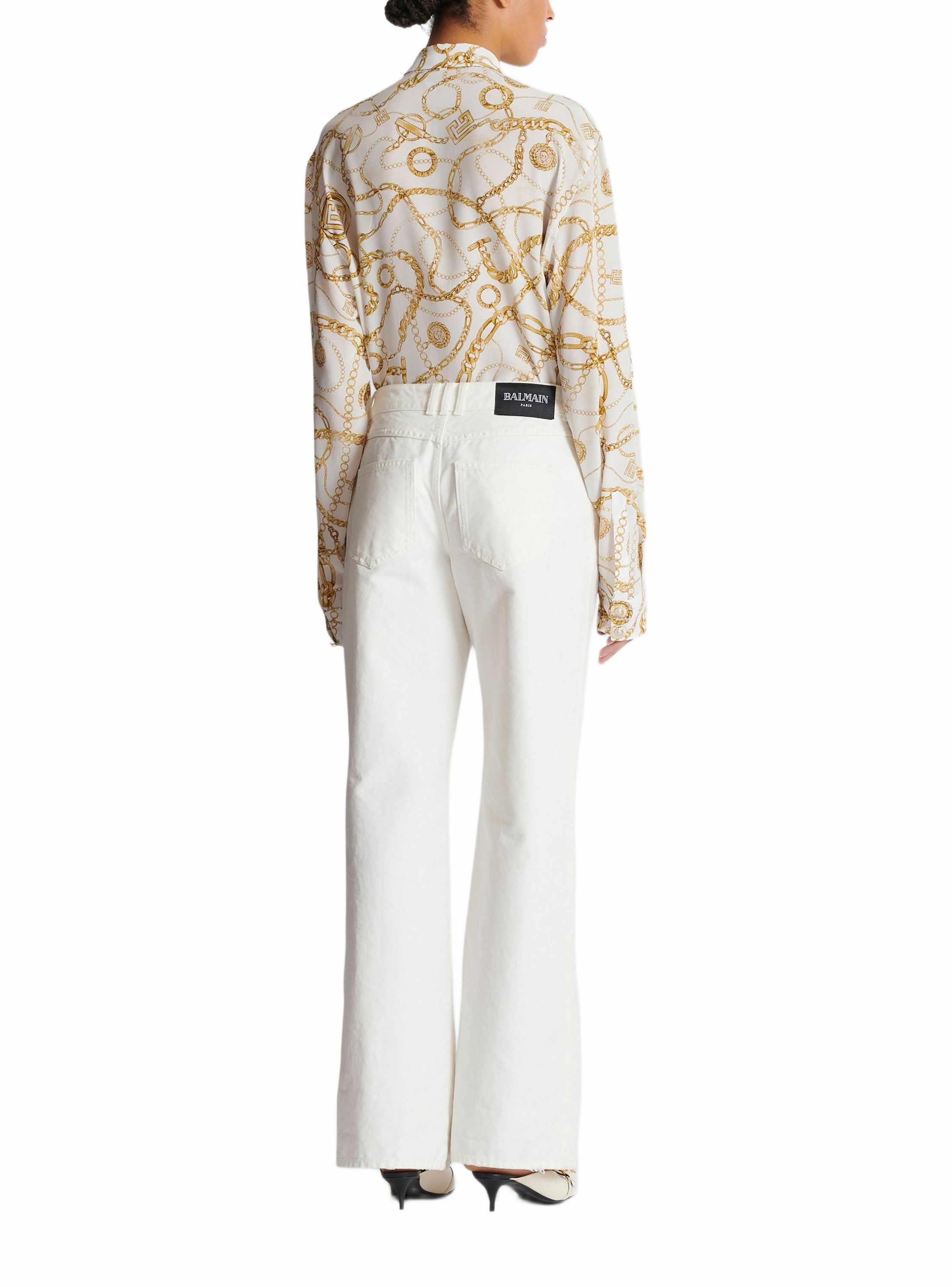 Jean droit en denim uni BALMAIN Blanc