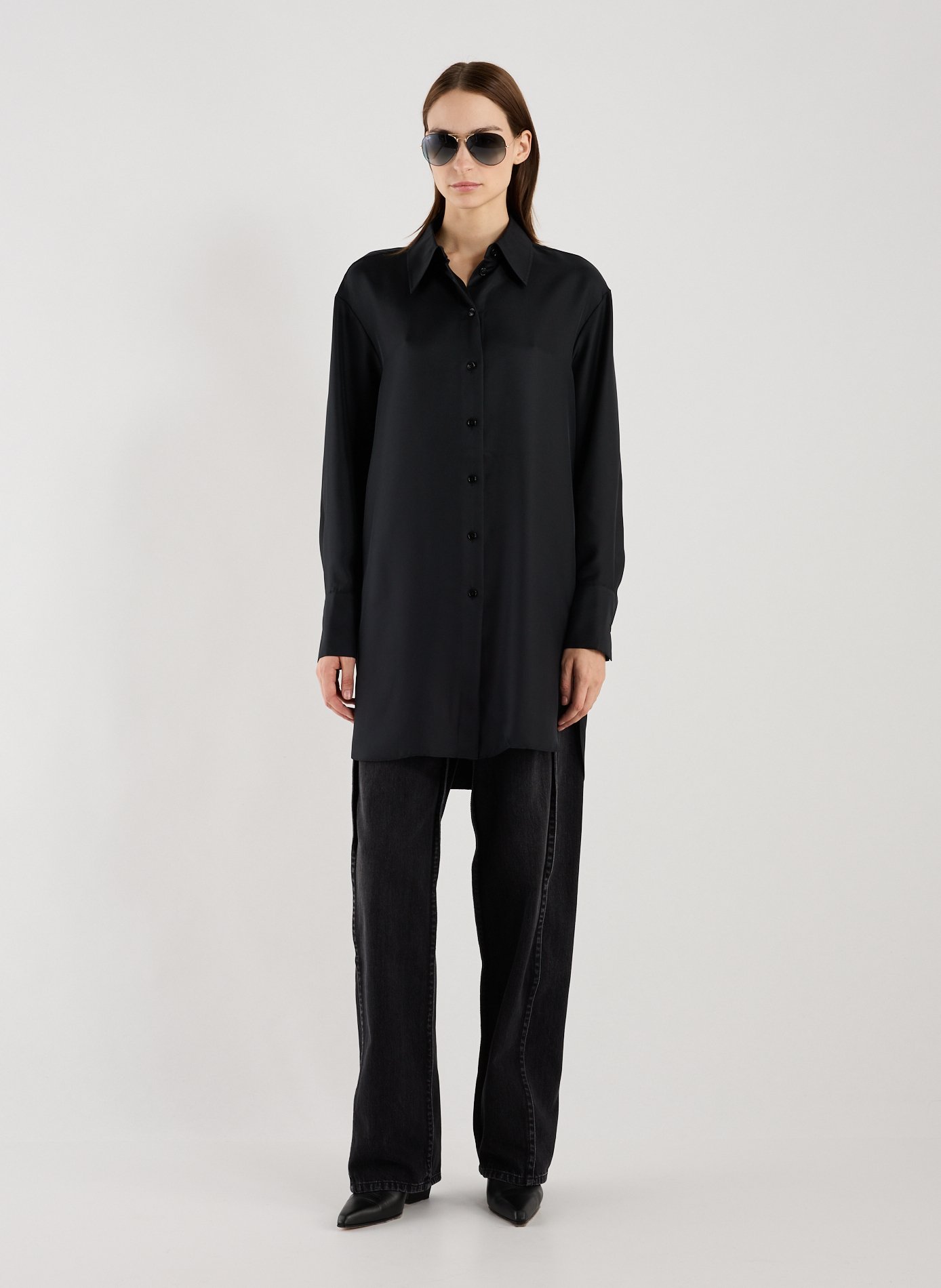 Silk long shirt ROHE FRAMES Black