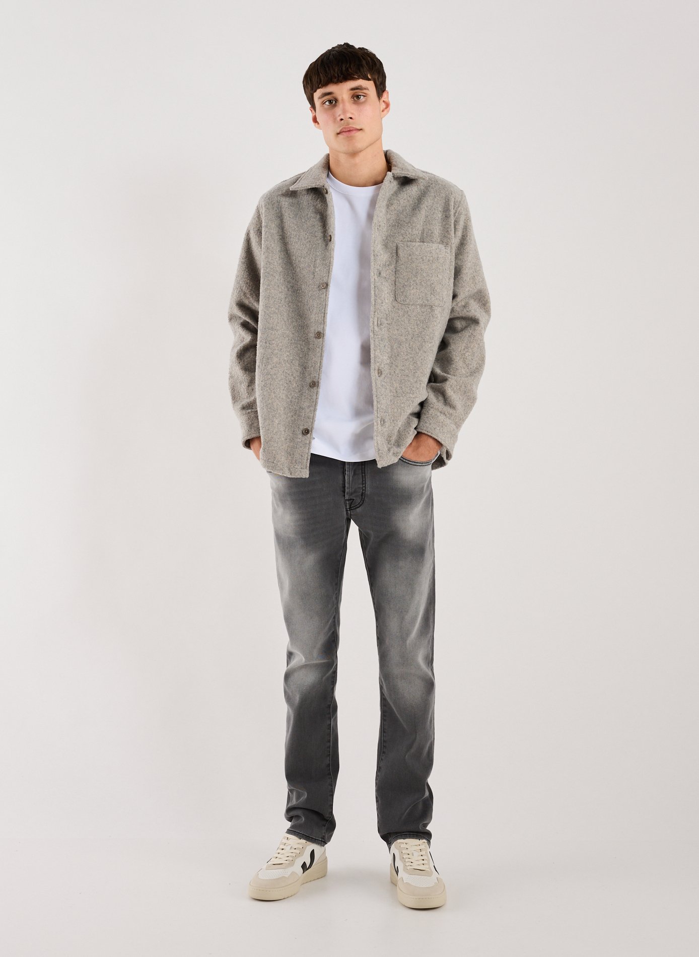 Chemise unie en laine mélangée SAMSOE SAMSOE Gris