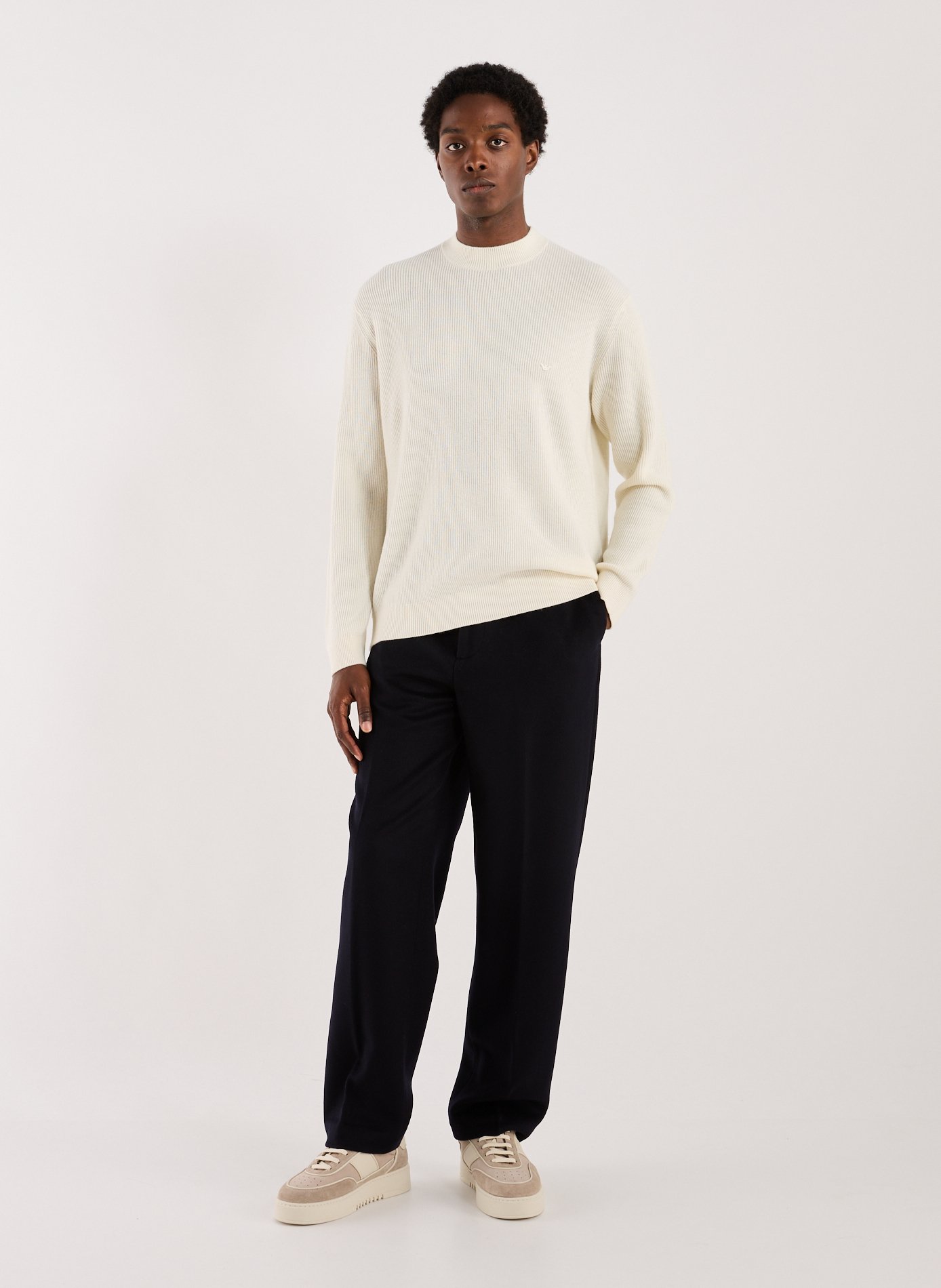Oversized sweater in a blend of virgin wool and cashmere EMPORIO ARMANI White