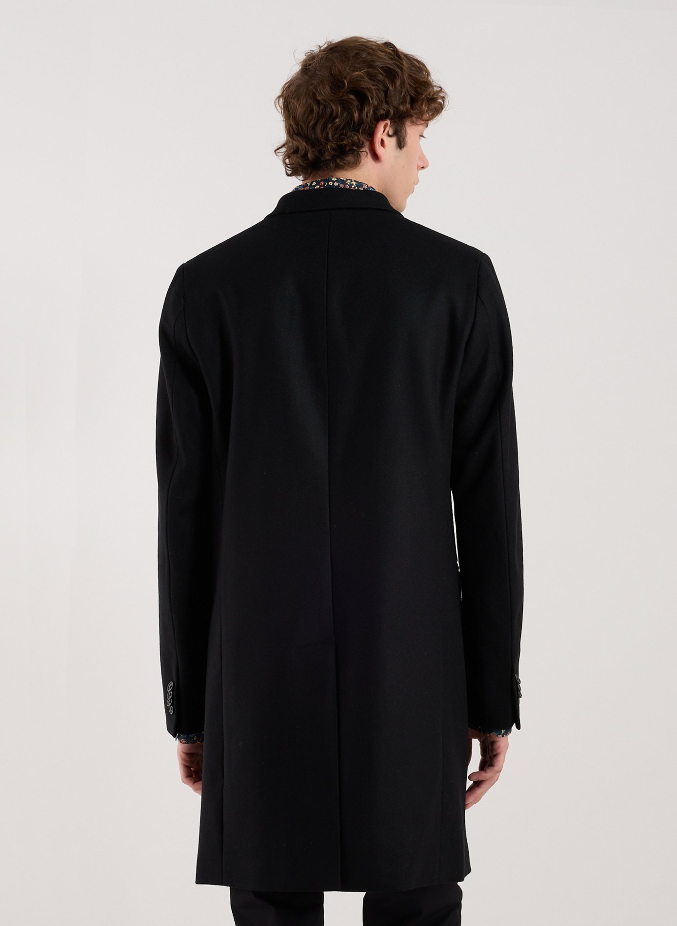 Coat with tailored collar in blended wool and cashmere PAUL SMITH Black