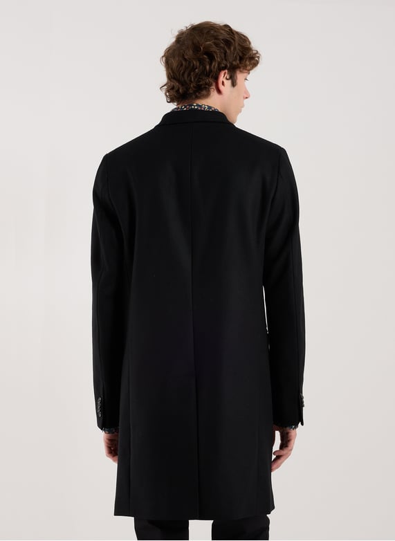 Manteau col tailleur en laine et cachemire mélangés | Noir by PAUL SMITH Manteau col tailleur en laine et cachemire mélangés Noir