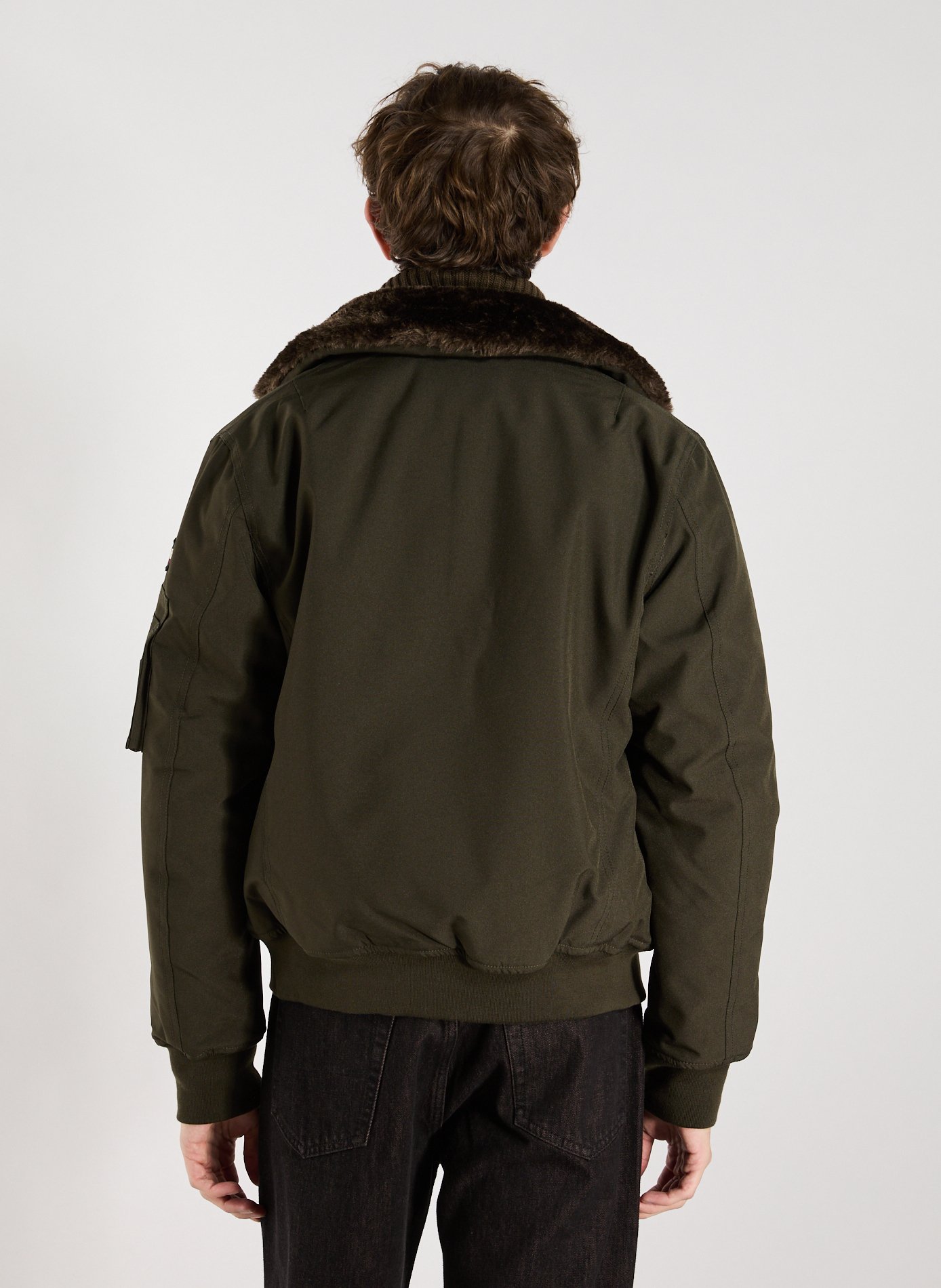 Blouson ample col classique amovible SCHOTT Kaki