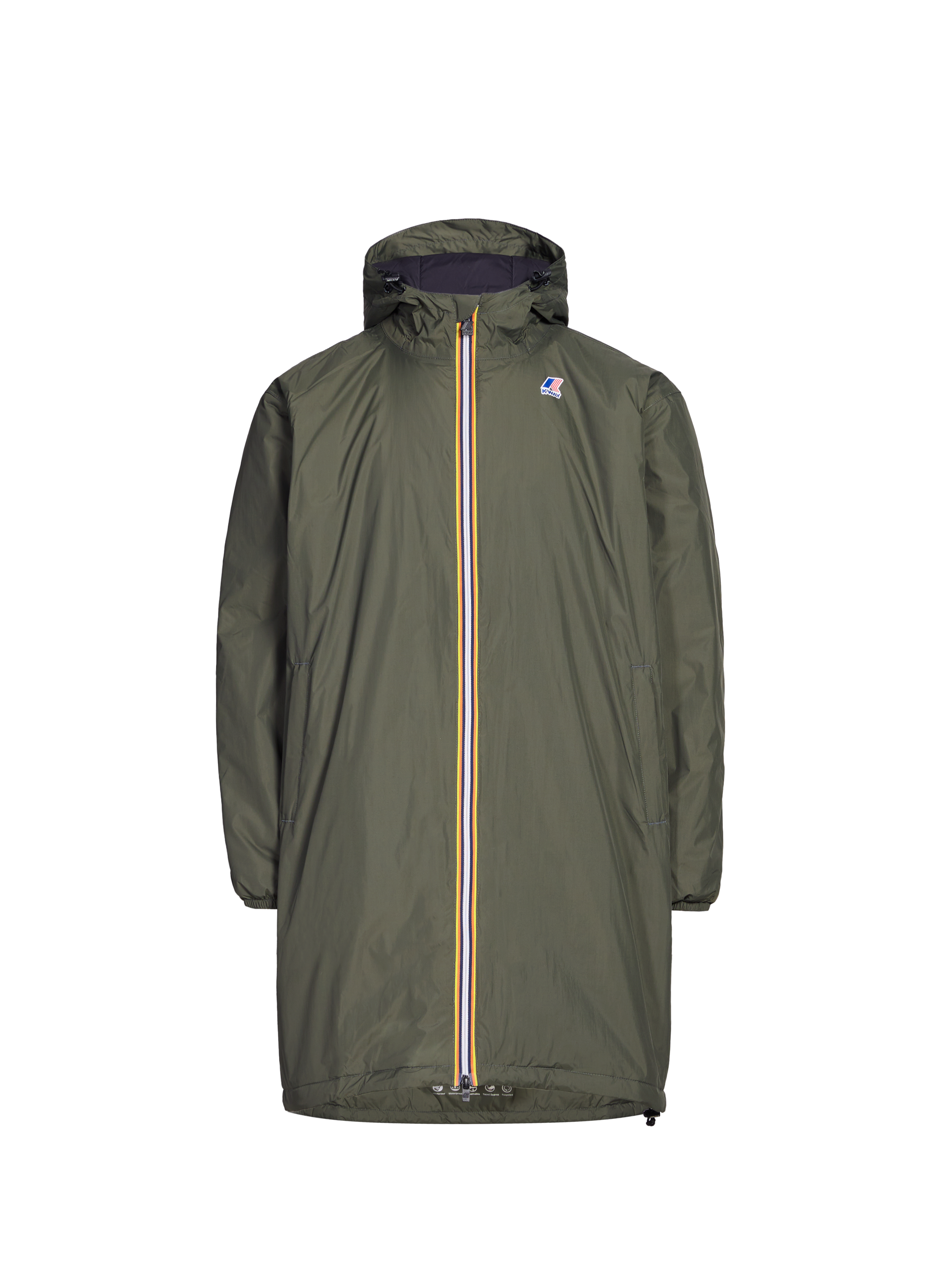Mid-length waterproof parka K-WAY Khaki