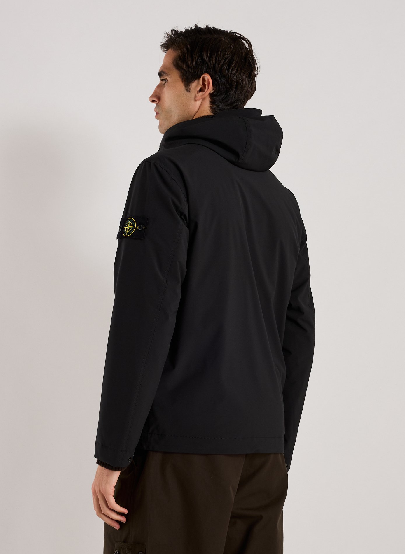 Straight-fit jacket with hood  STONE ISLAND Black