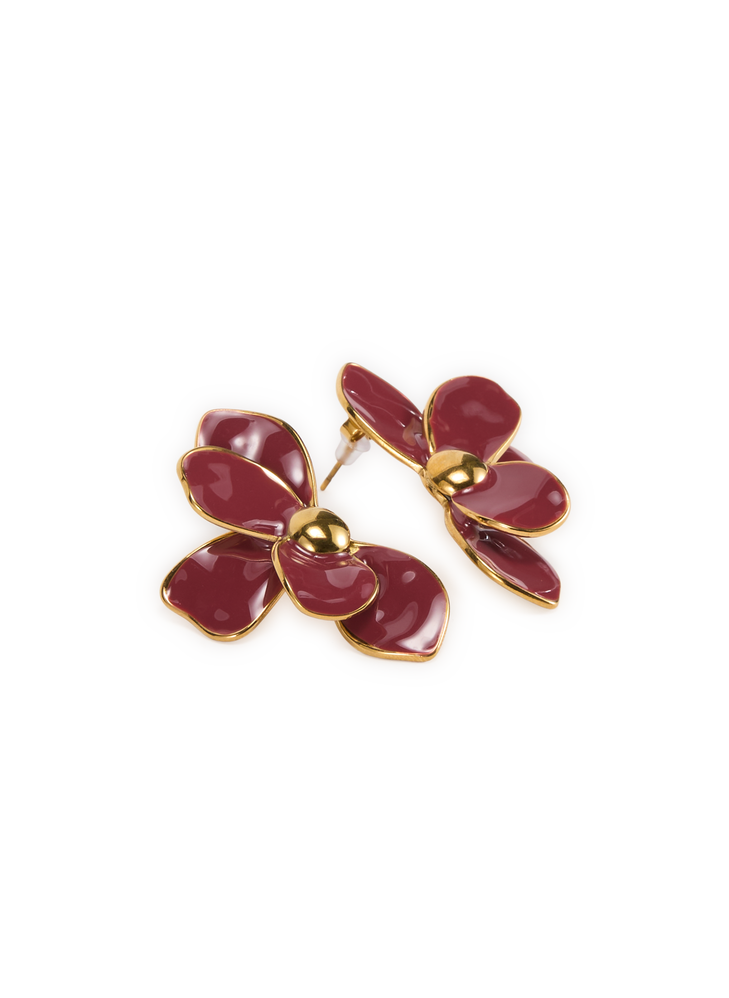 Boucles d'oreilles fleurs AU PRINTEMPS PARIS Rouge