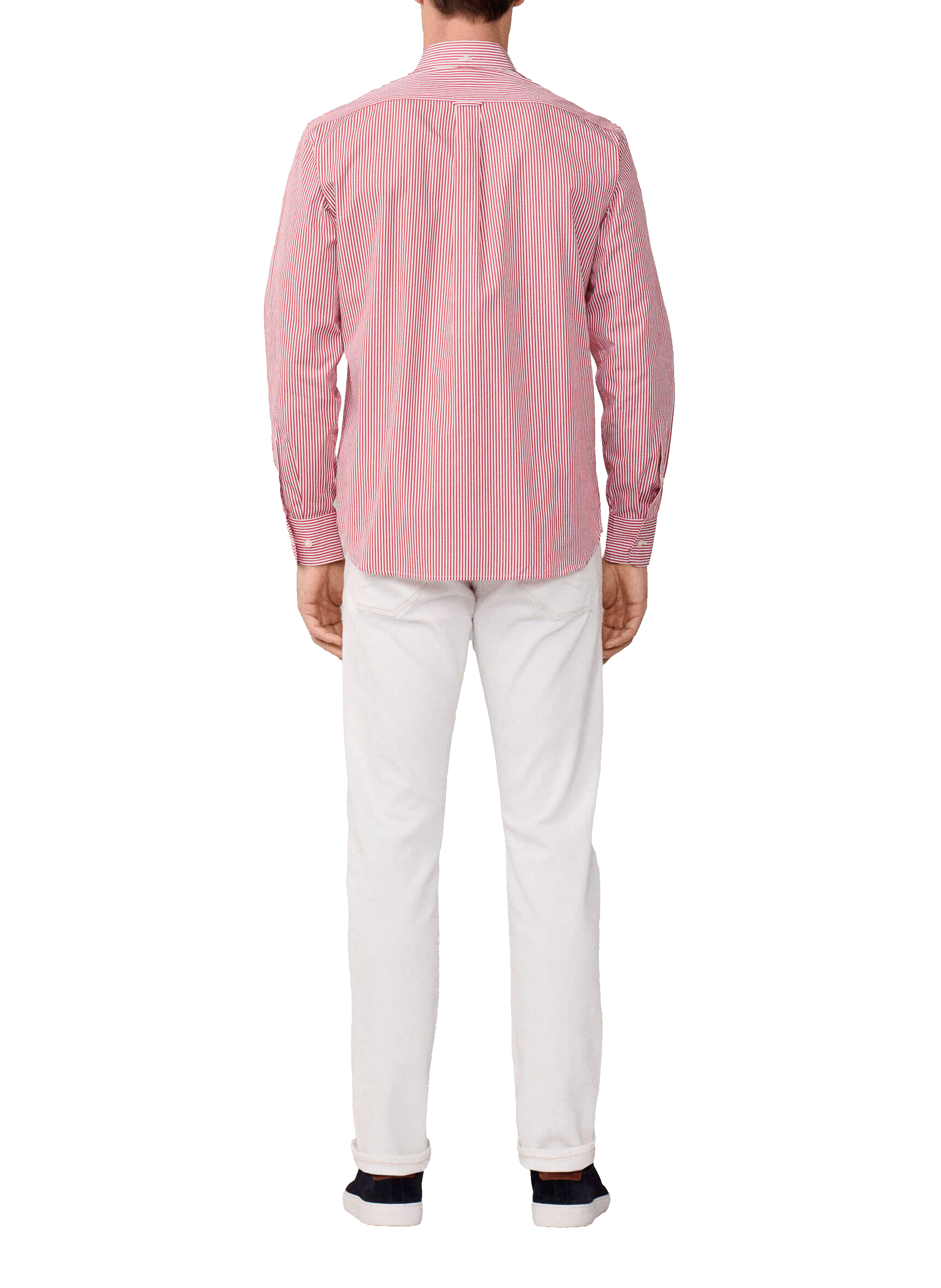 Chemise col américain à rayures en coton FACONNABLE Rouge