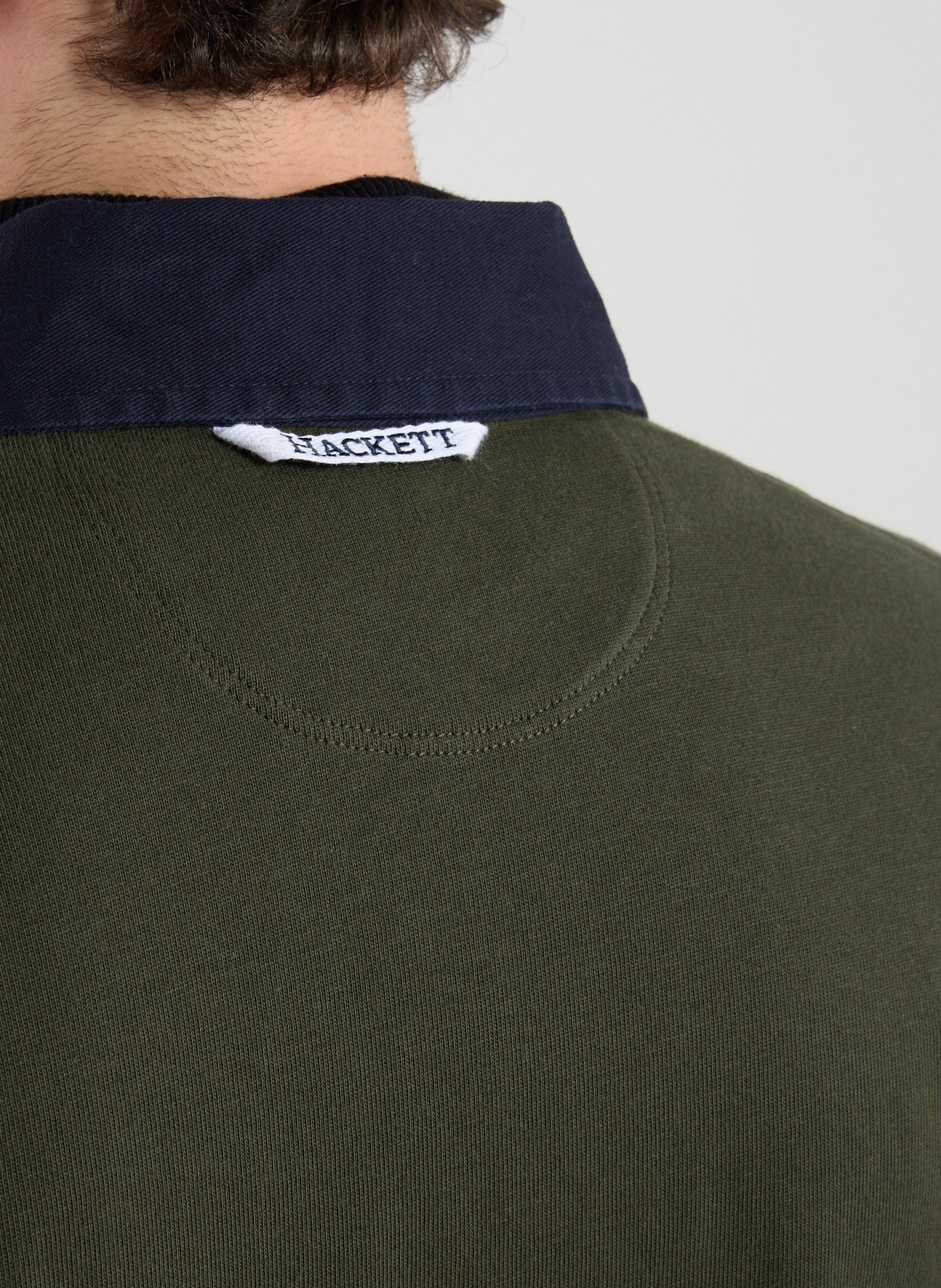 Embroidered long-sleeve cotton polo HACKETT Green