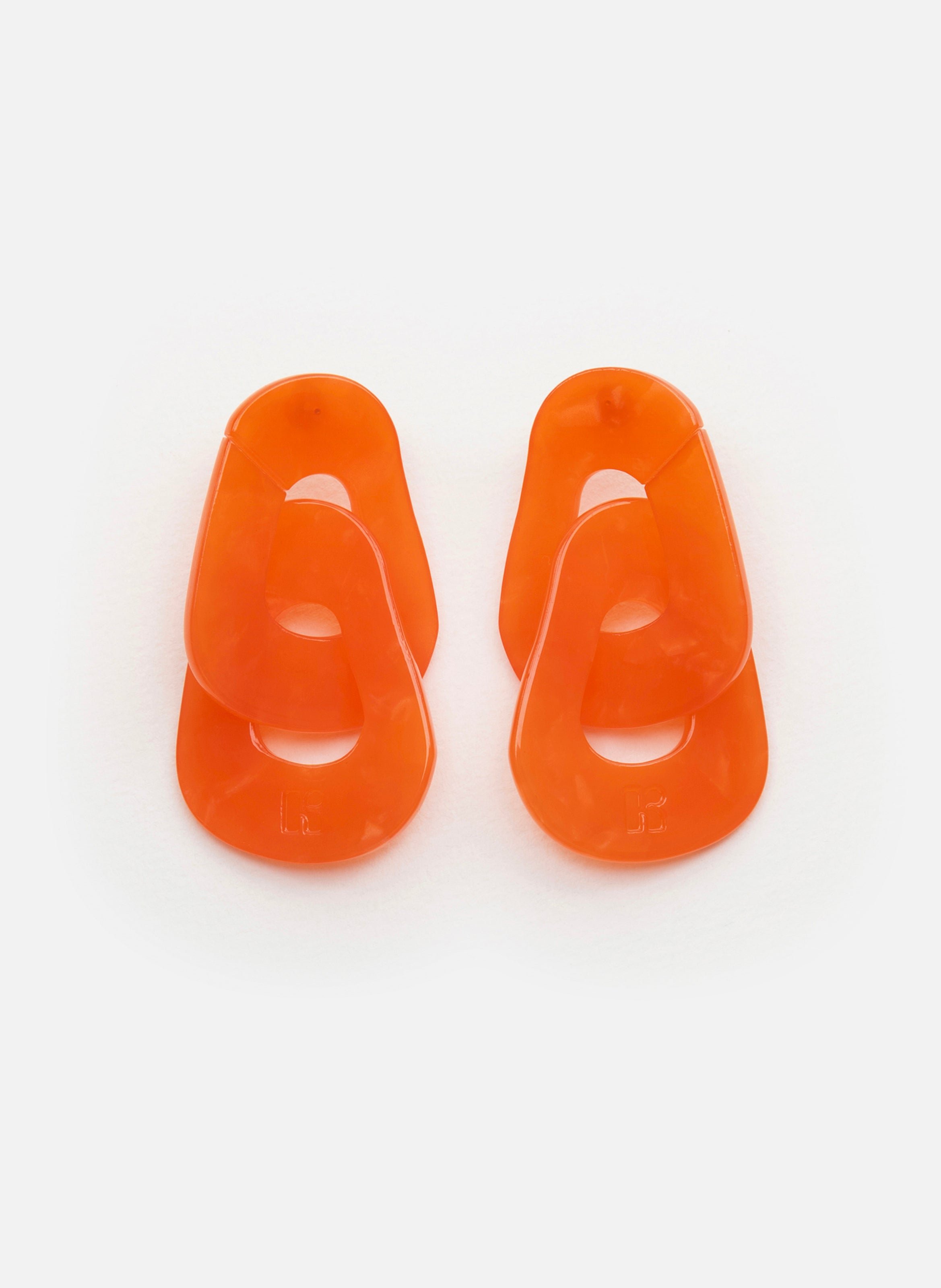 Boucles d'oreilles maillons en acétate de cellulose OrangeKURAGE GINZA