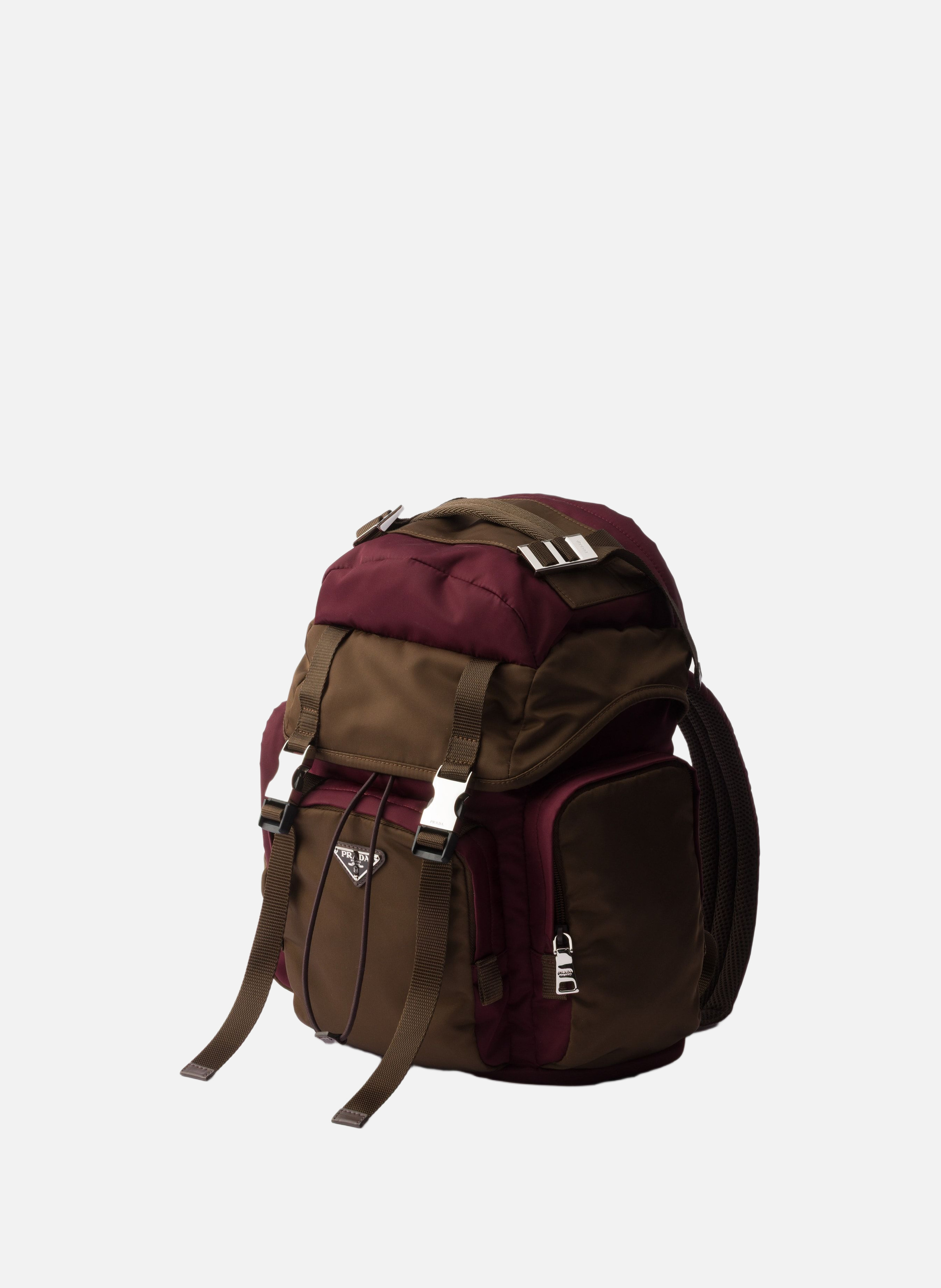 Sac à dos en re-nylon et cuir PRADA Rouge