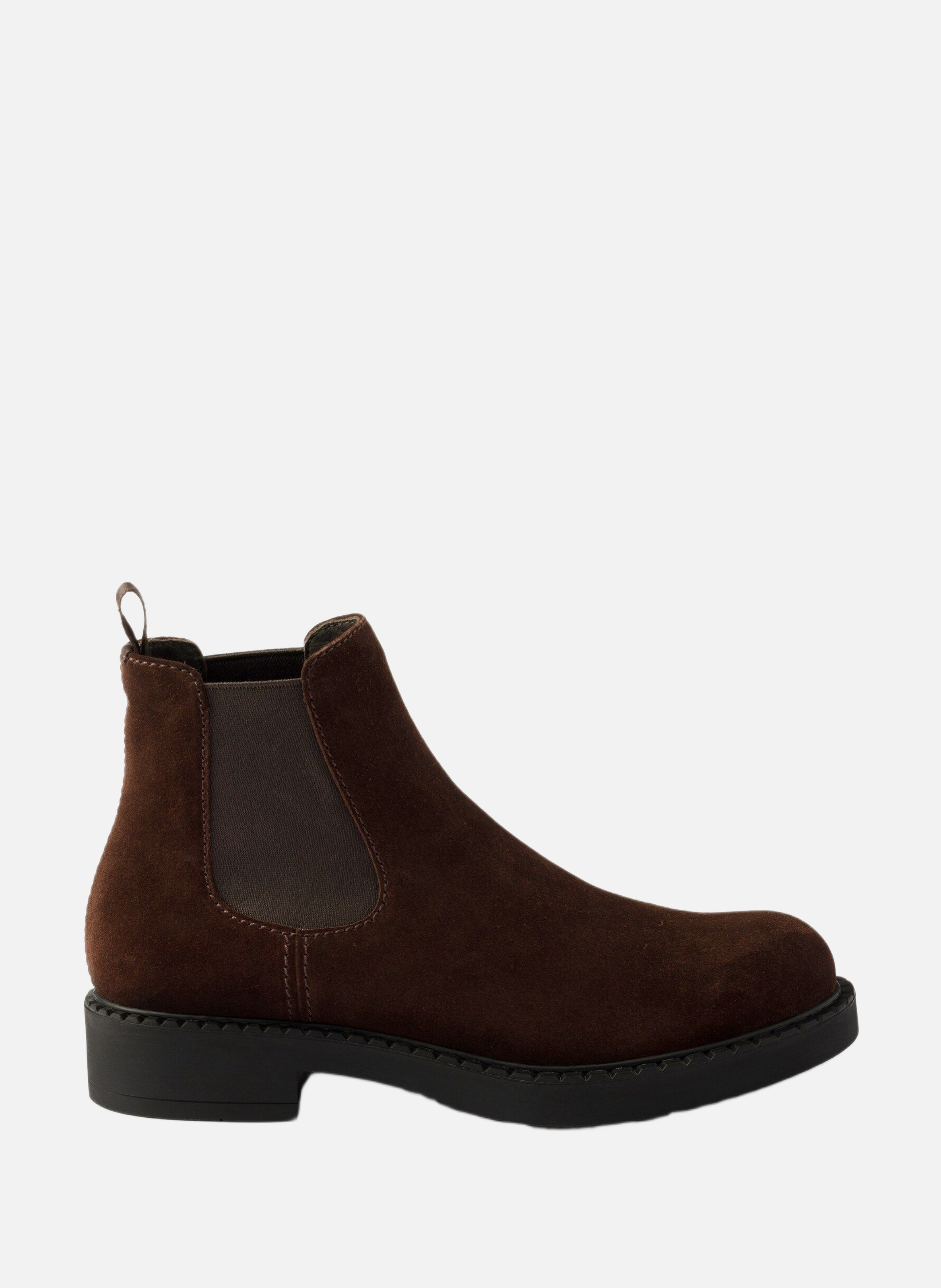 Bottines chelsea en veau velours PRADA Marron