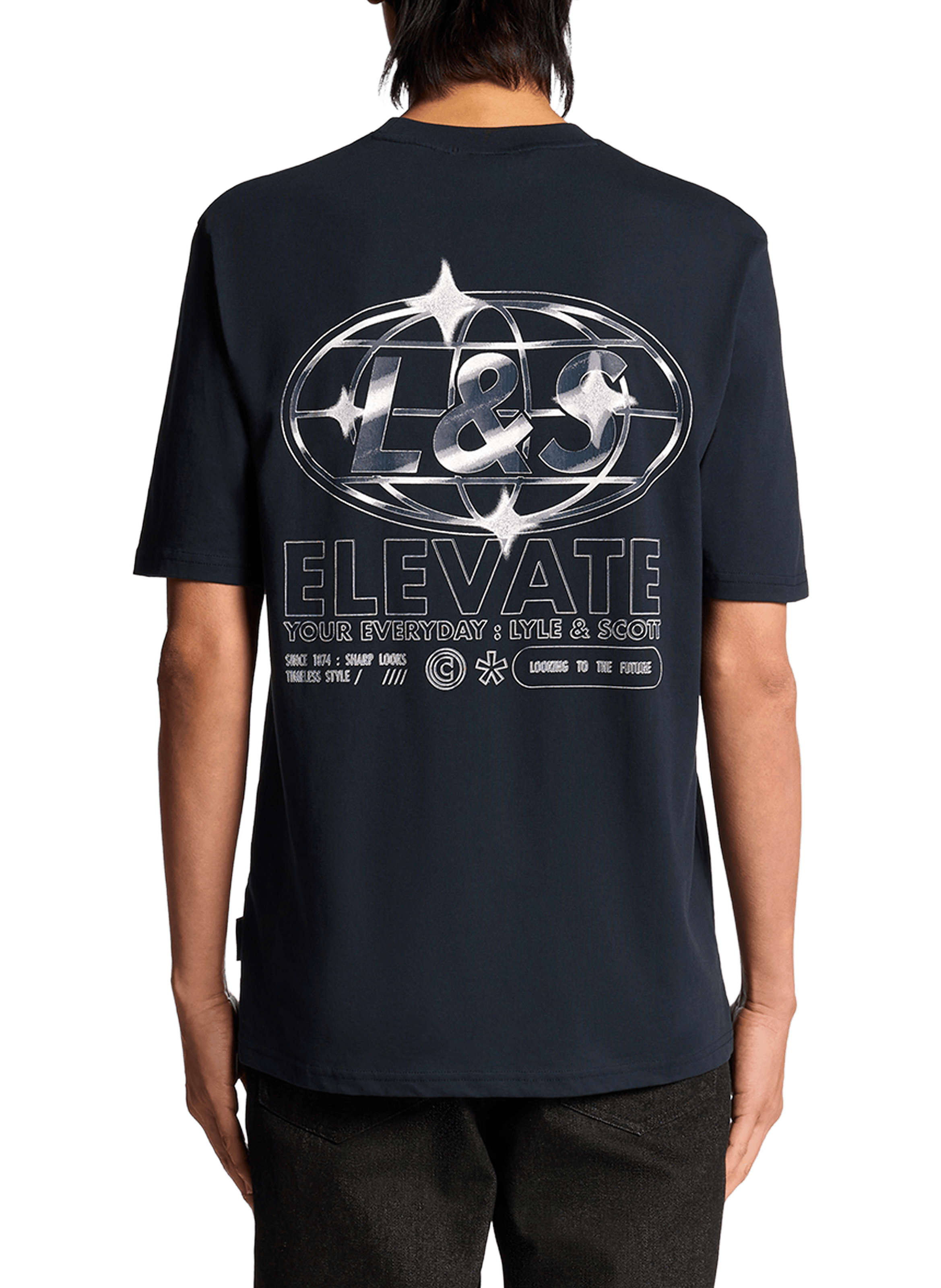 T-shirt imprimé à col rond en coton LYLE & SCOTT Bleu