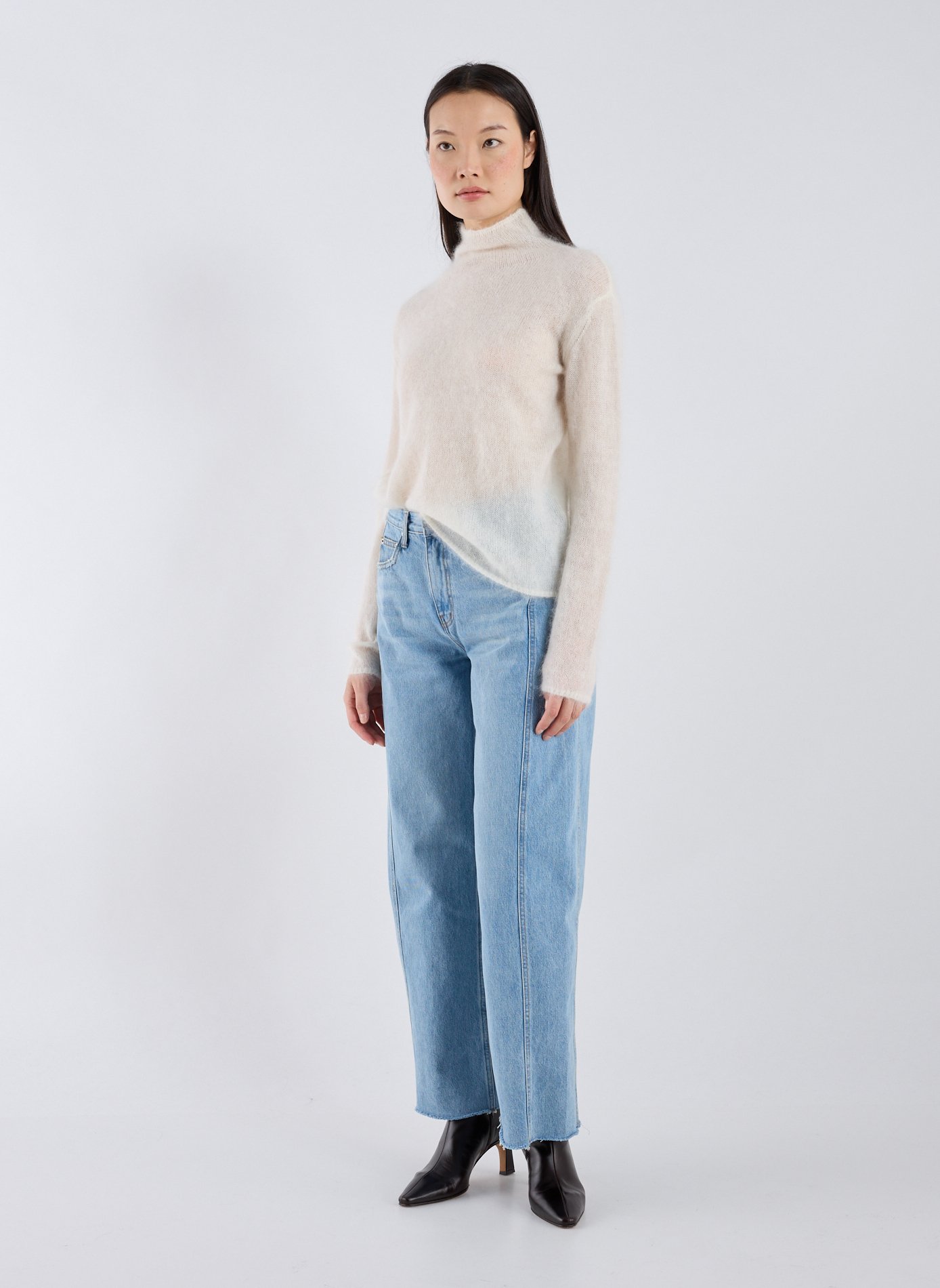 Pull col montant en mohair mélangé ADOLFO DOMINGUEZ Beige