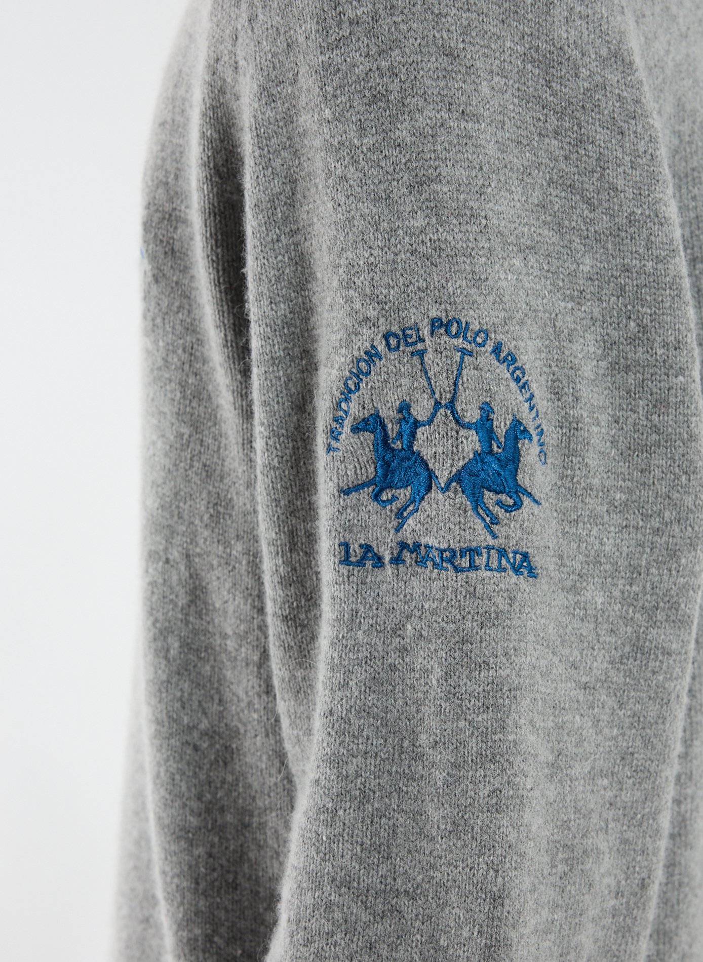 Pull col rond à logo LA MARTINA Gris