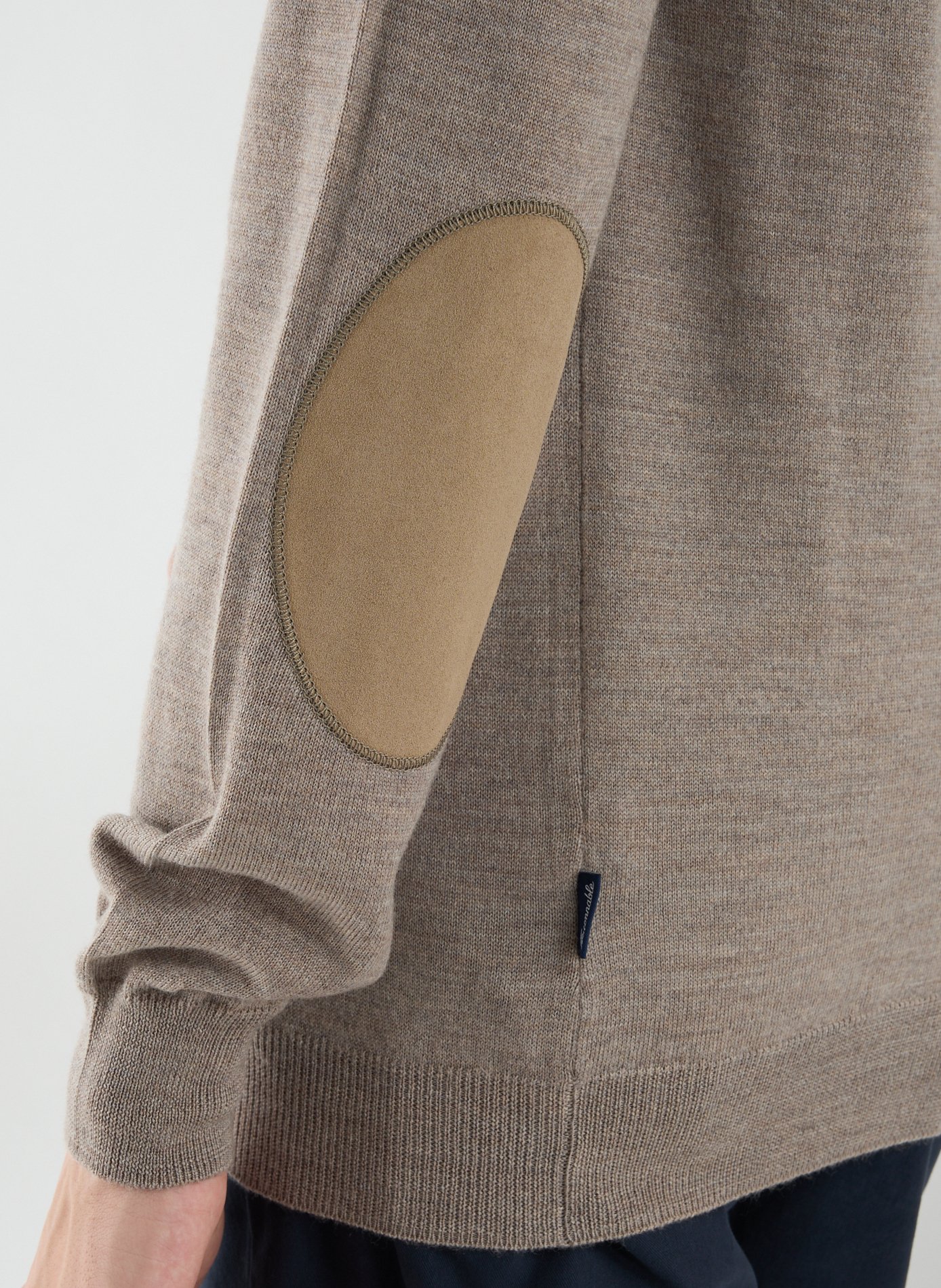 Pull col zippé en laine mérinos FACONNABLE Beige