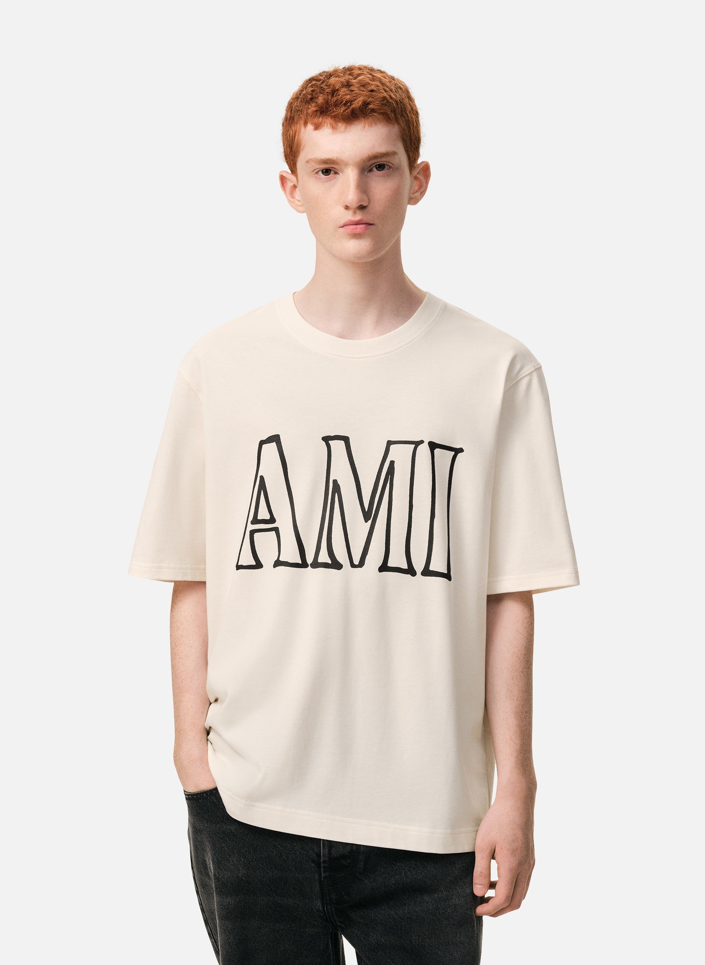 T-shirt imprimé ami paris unisexe en coton AMI PARIS Blanc