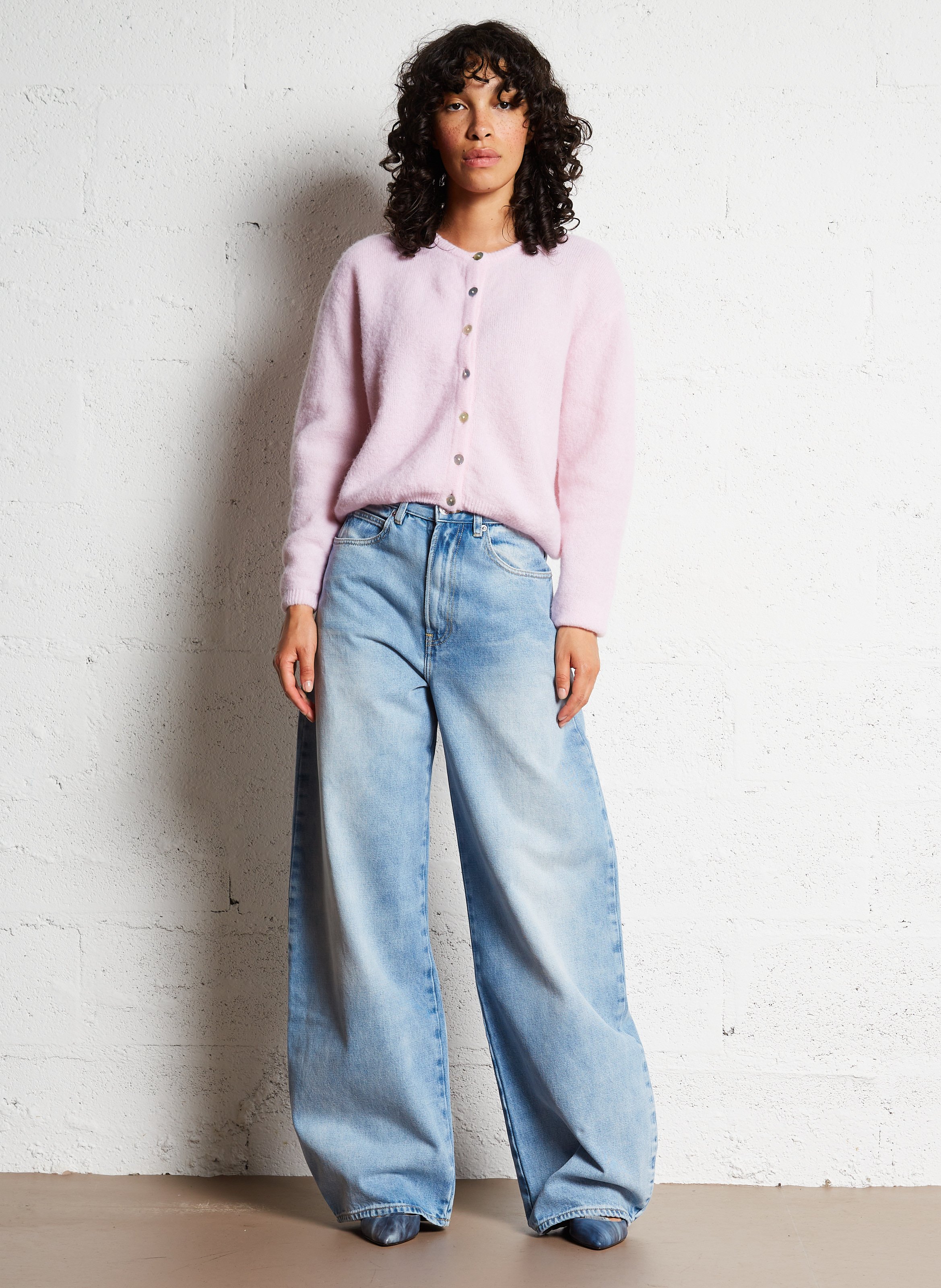 Gilet ample col rond en laine mélangée vitow AMERICAN VINTAGE Rose