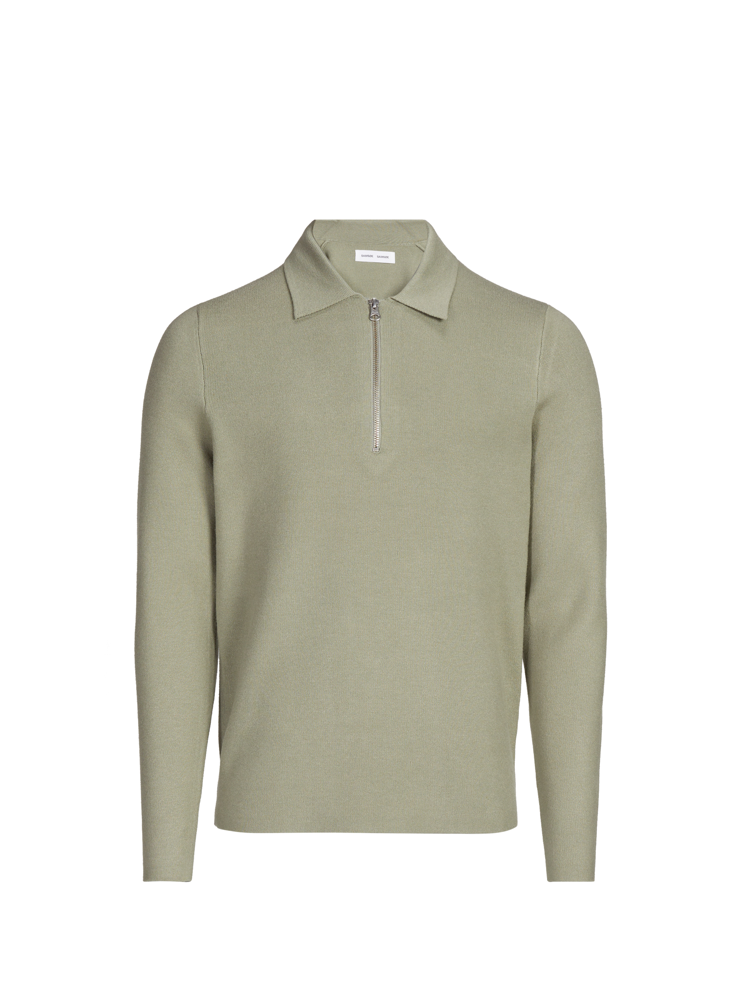 Pull uni à col plat et zippé SAMSOE SAMSOE Vert