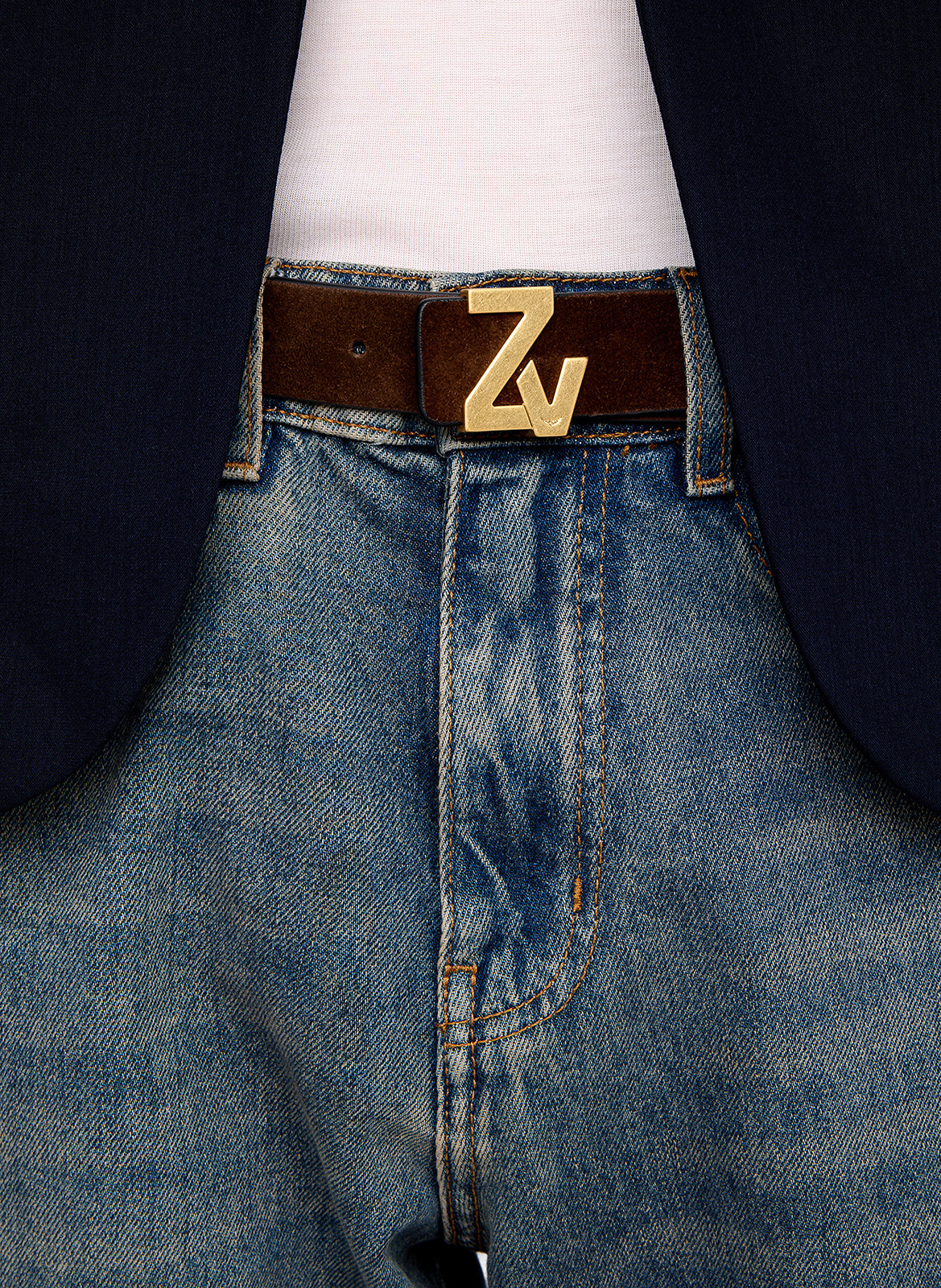 Ceinture en cuir zv initiale ZADIG&VOLTAIRE Marron