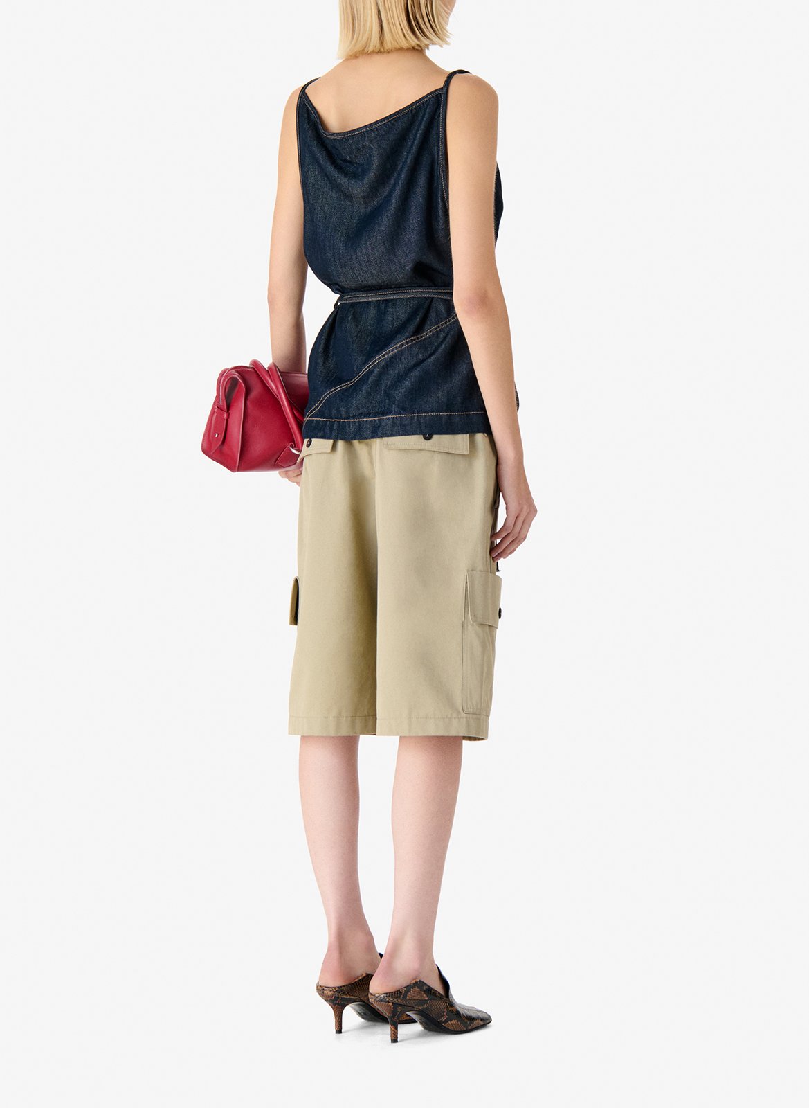 Top sans manches portefeuille en denim brut renata IRO Bleu