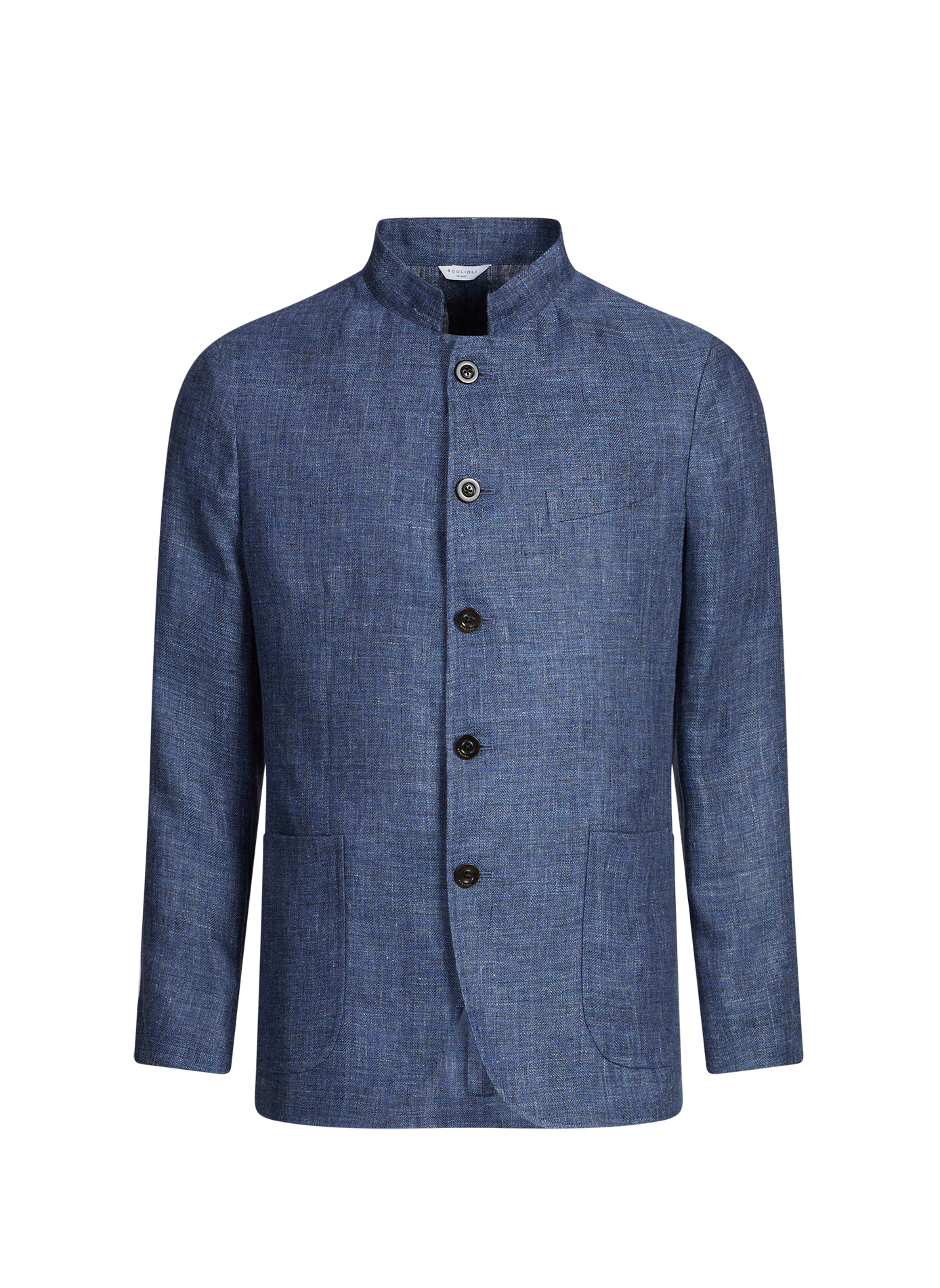 Veste de tailleur à col montant en lin BOGLIOLI Bleu