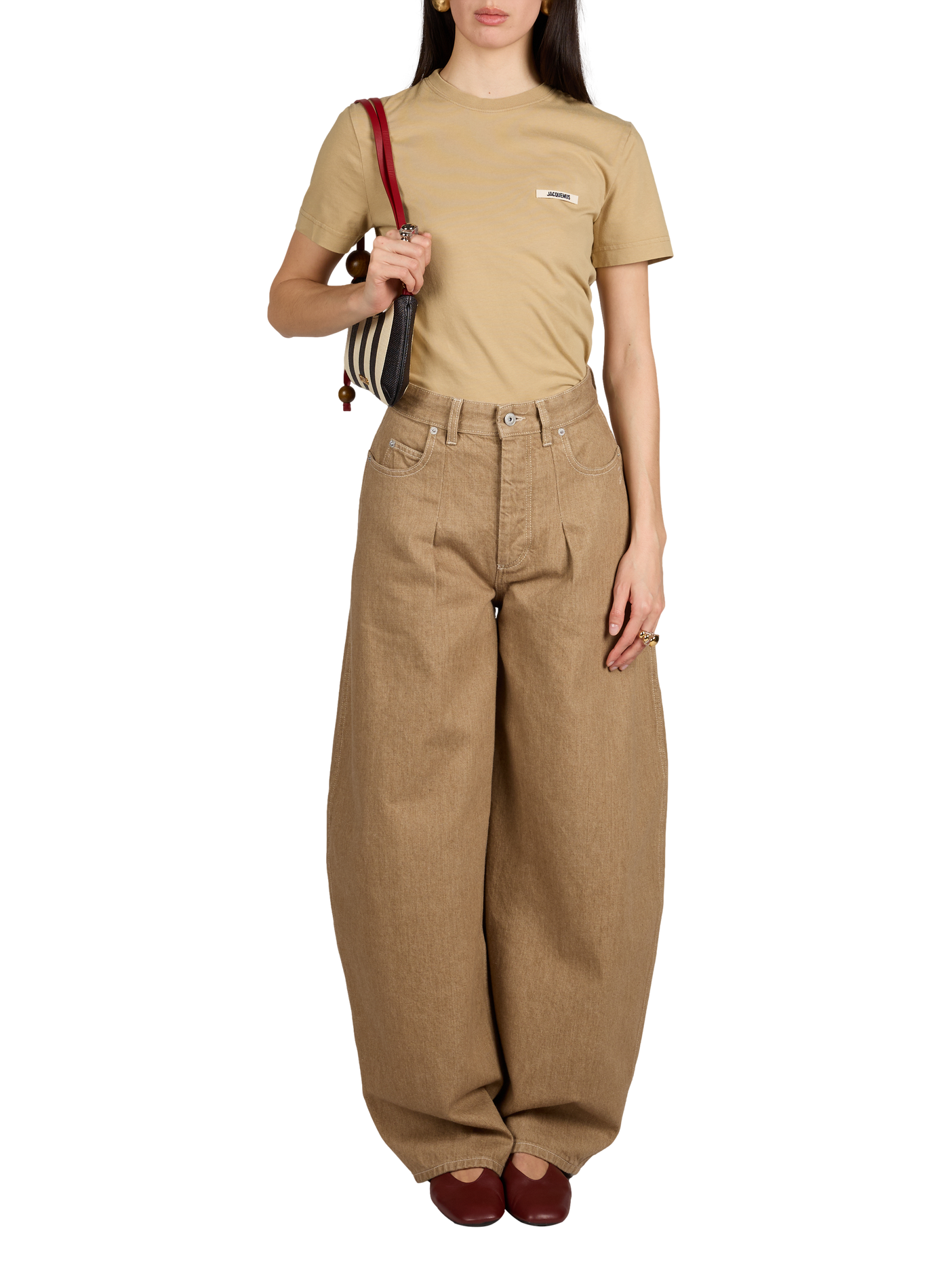 Sac Le Bisou Perlé rayé en cuir JACQUEMUS Multicolore