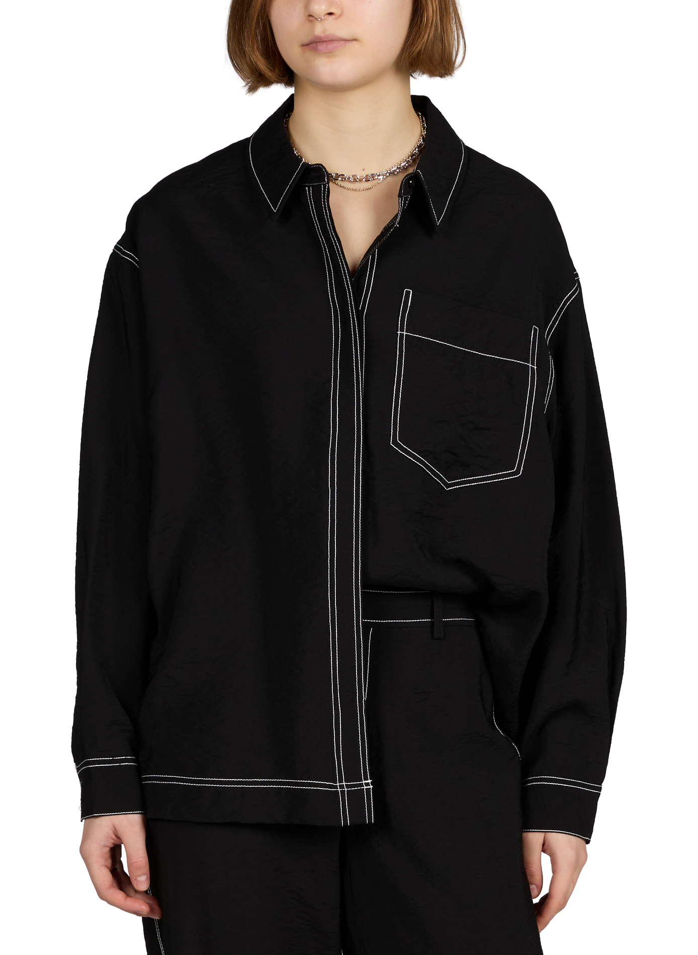 Chemise avec coutures contrastées OBJECT Noir