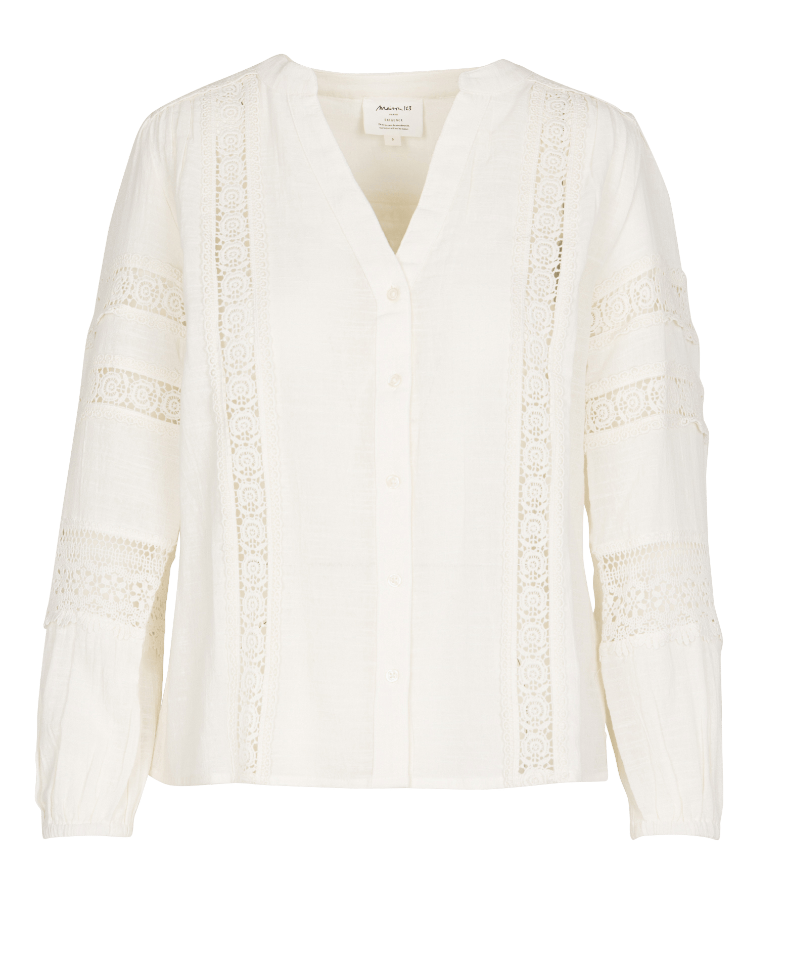Blouse col v en coton denia MAISON 123 Beige