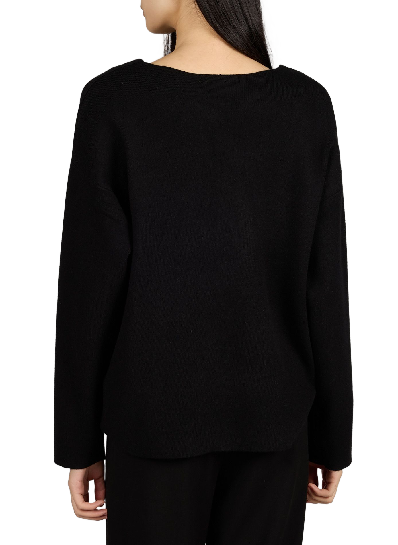 Oversized V-neck knit sweater OBJECT Black
