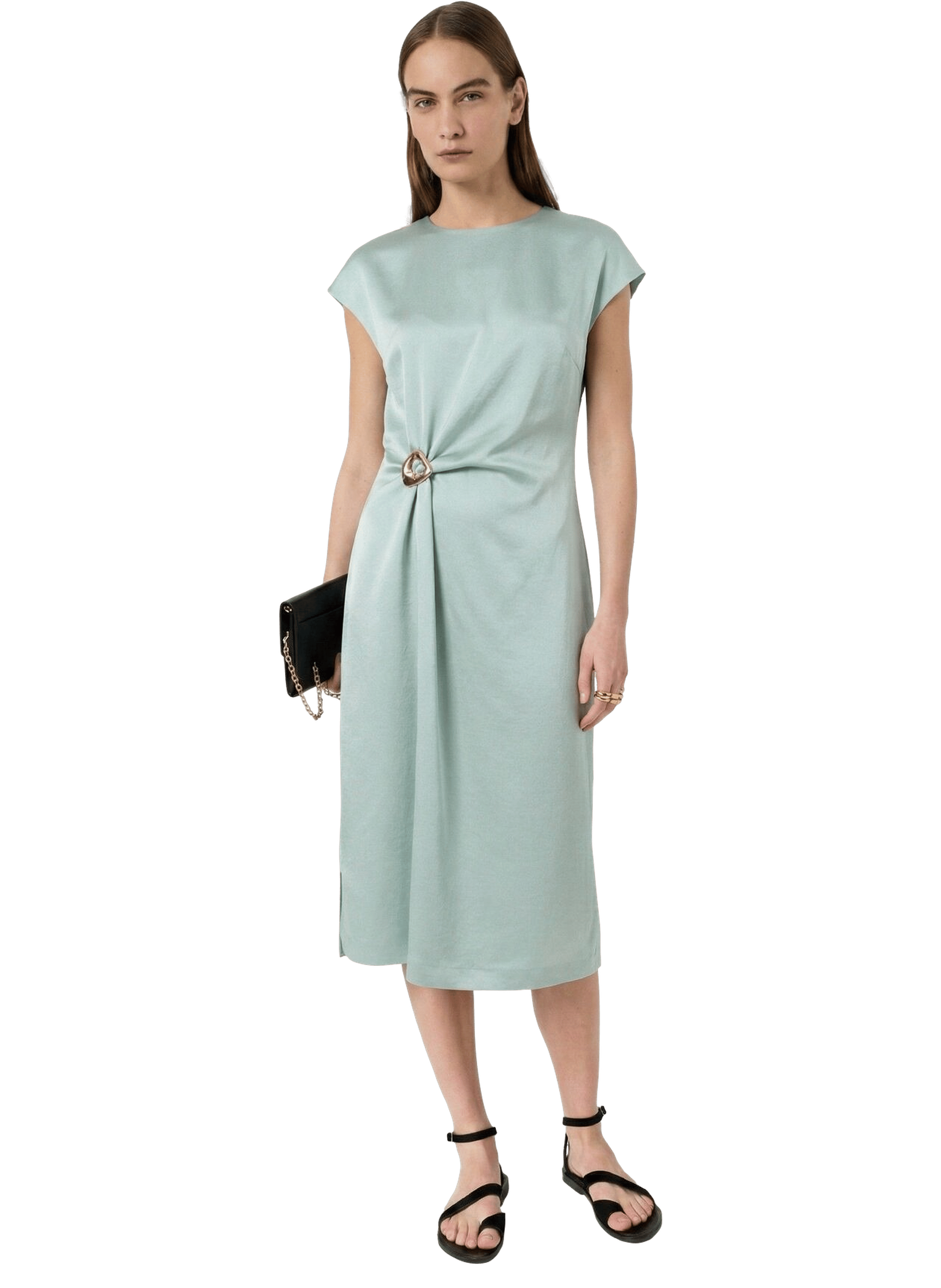 Robe satinée drapée - rialya GERARD DAREL Vert