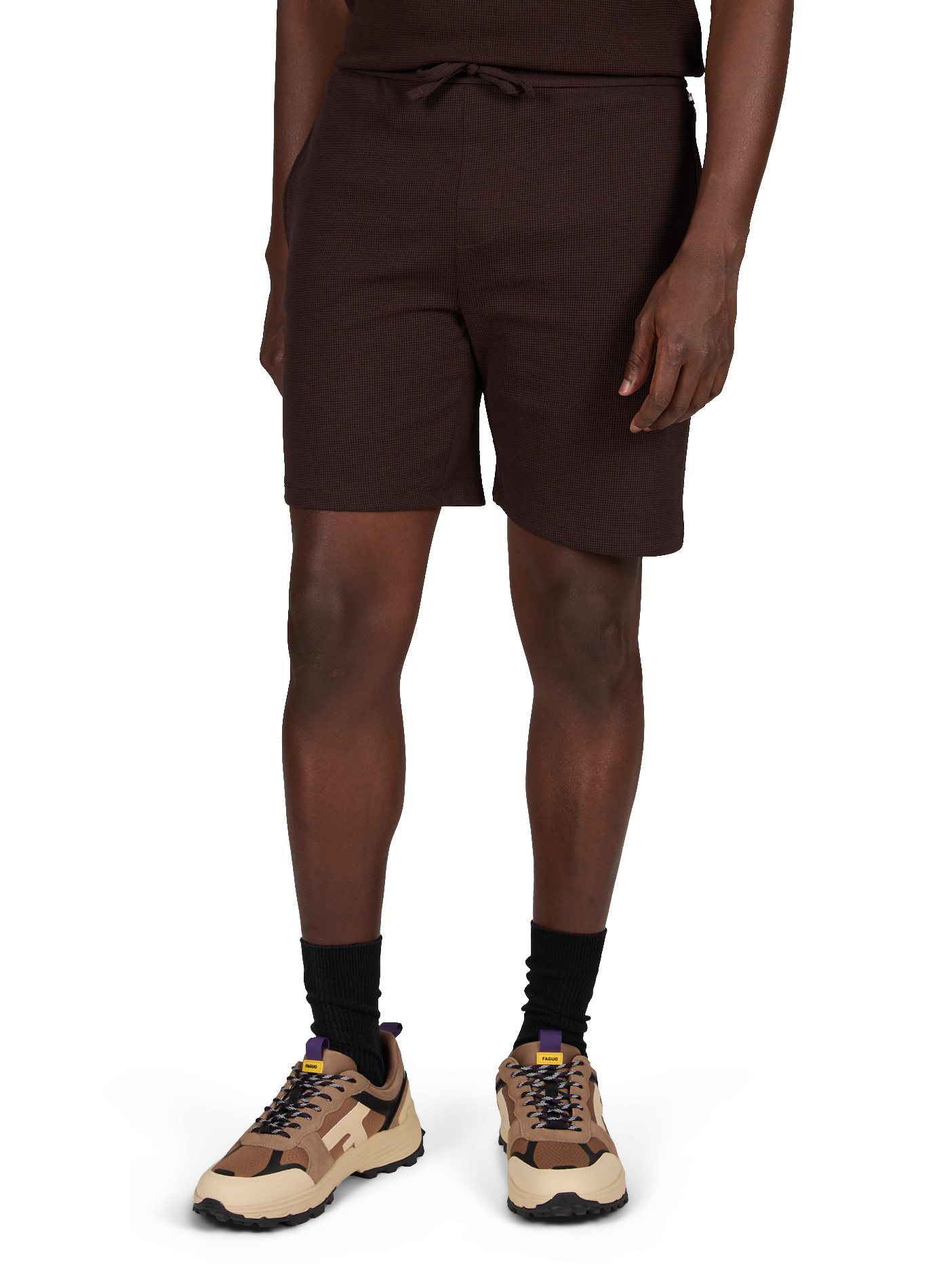 Short droit en coton piqué mélangé BOSS Marron