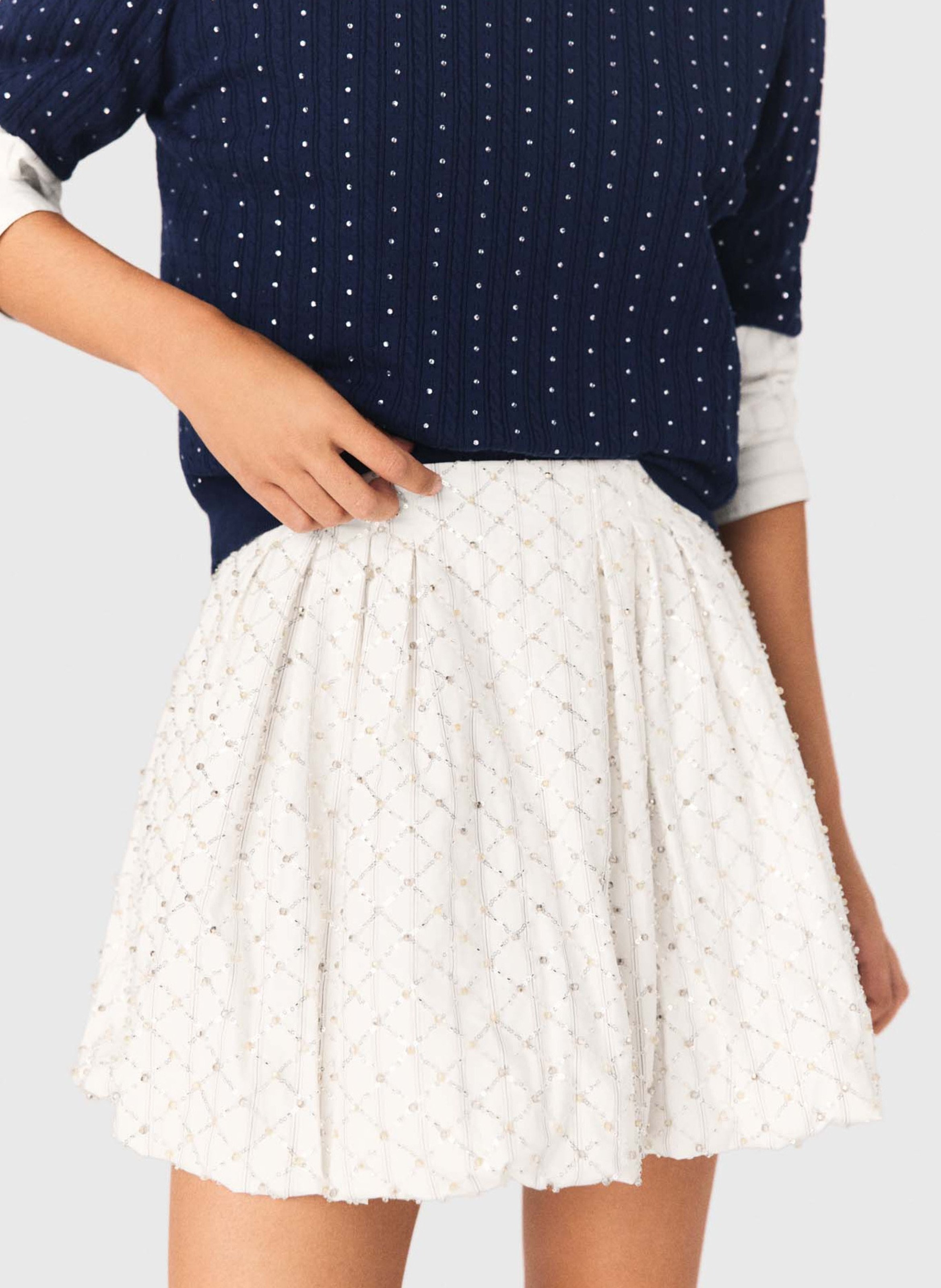 Jupe évasée courte en coton MAJE Blanc