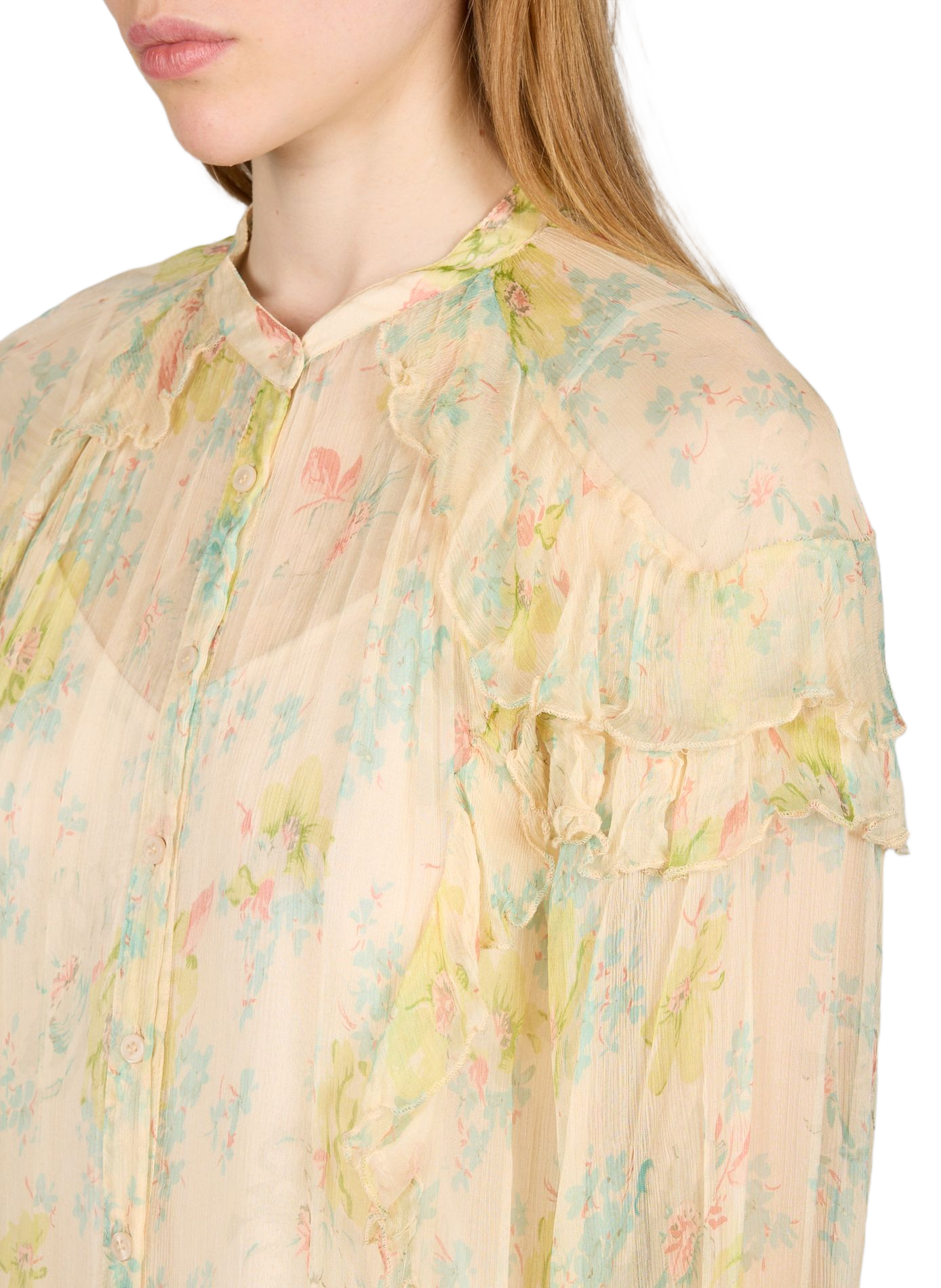 Floral Diane blouse with strappy under top. PETITE MENDIGOTE Multicolour